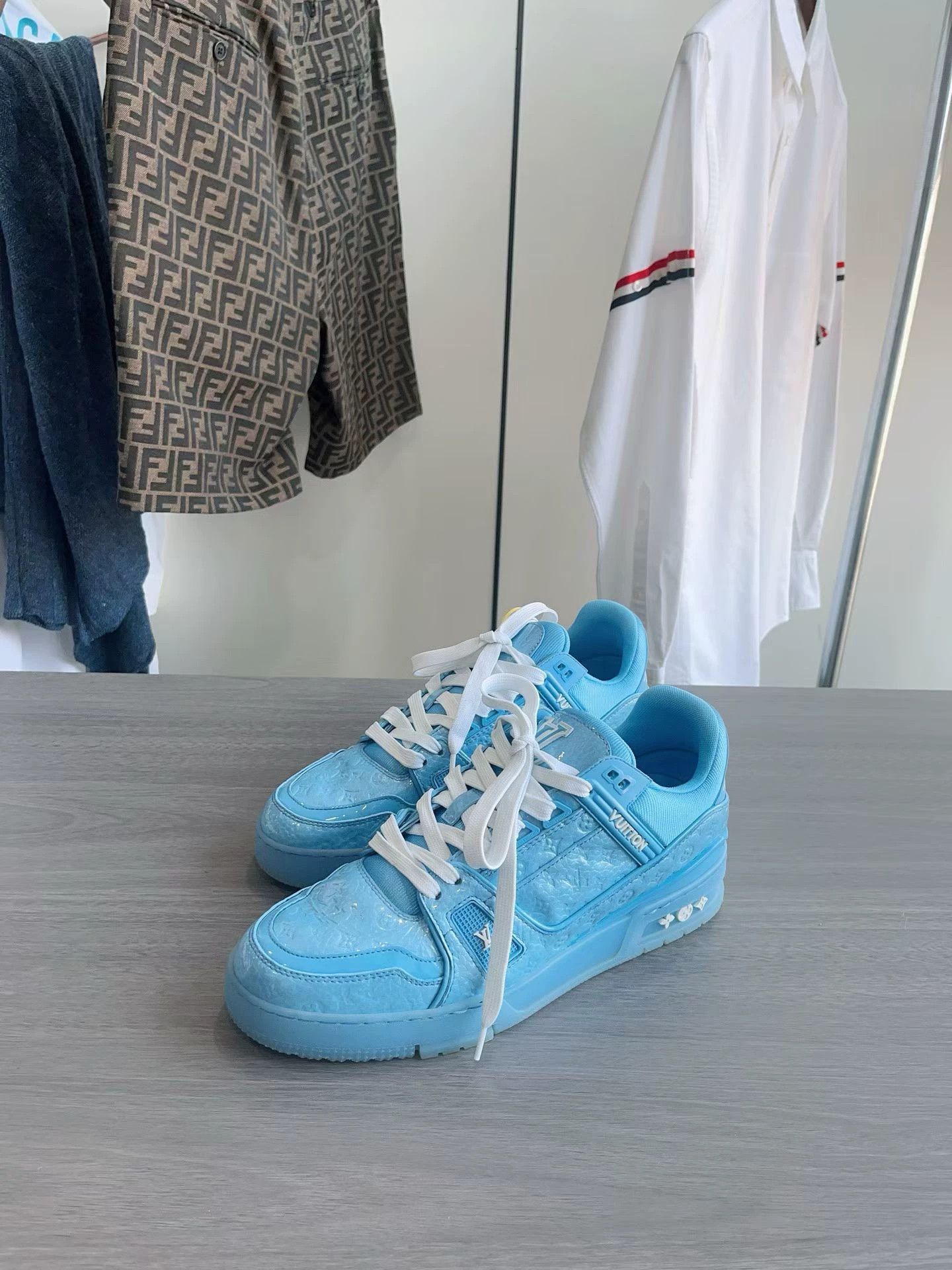 Louis Vuitton Louis Vuitton LV Blue Monogram Patent Leather Loafers 40 Size US 7 / EU 40 - 2 Thumbnail