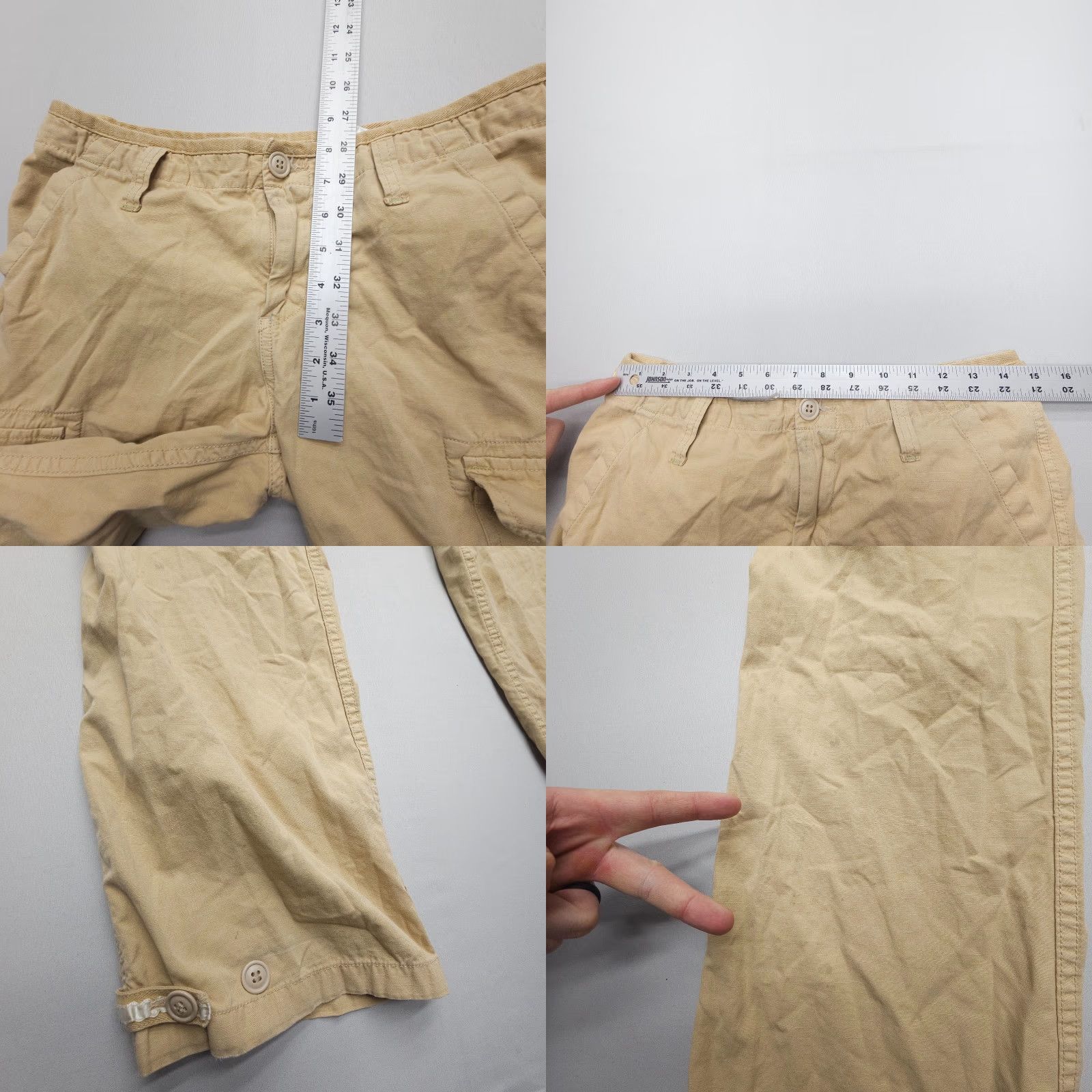 Lucky Brand VINTAGE Lucky Brand Dungarees Cargo Pants Womens 28 Tan 90s USA Baggy Low Rise Size 28" / US 6 / IT 42 - 9 Thumbnail