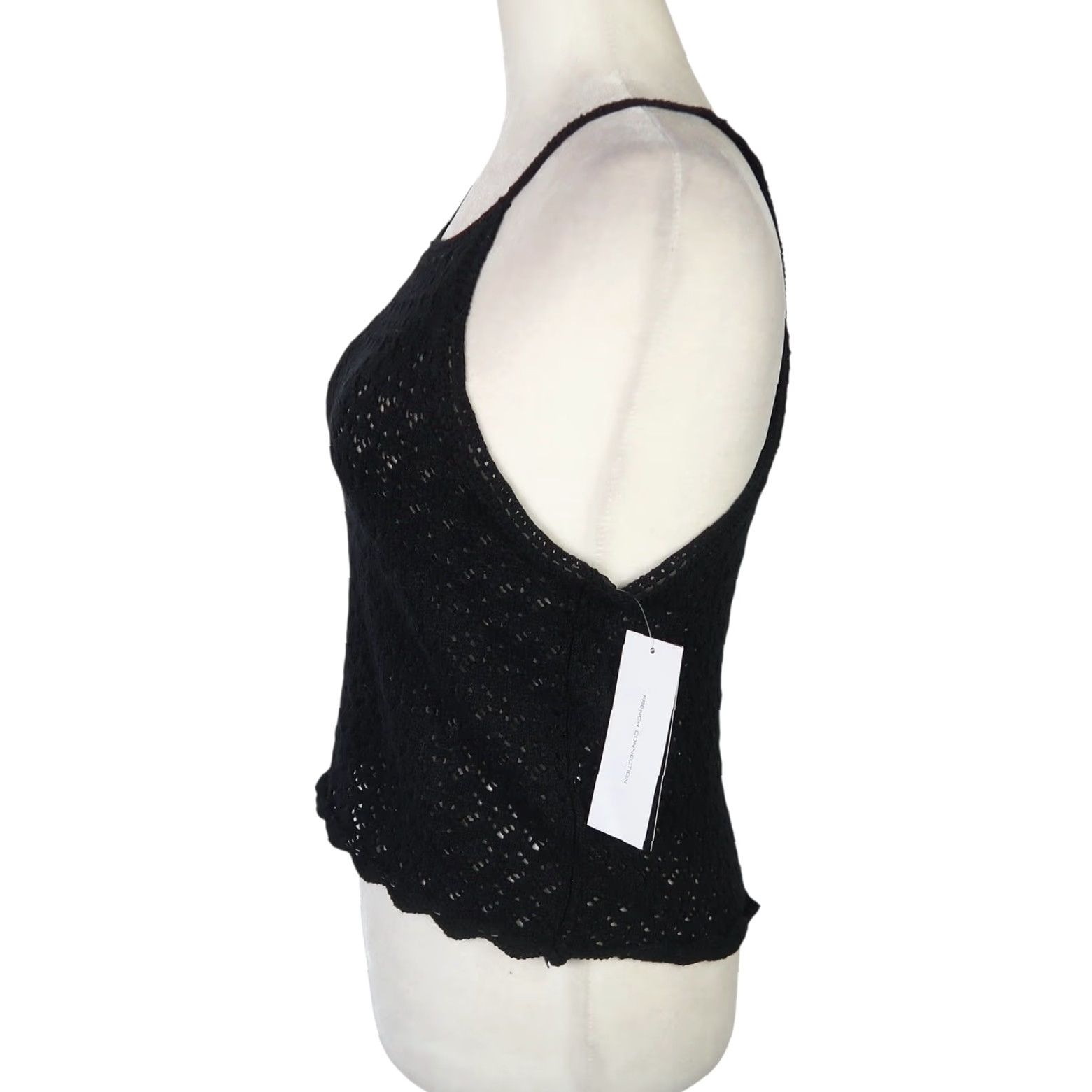 French Connection French Connection Tank Top Black Crochet Knit S NWT Women Sleeveless 100% Cotton Casual Summer Spring Fall Shirt/Top Size S / US 4 / IT 40 - 3 Thumbnail