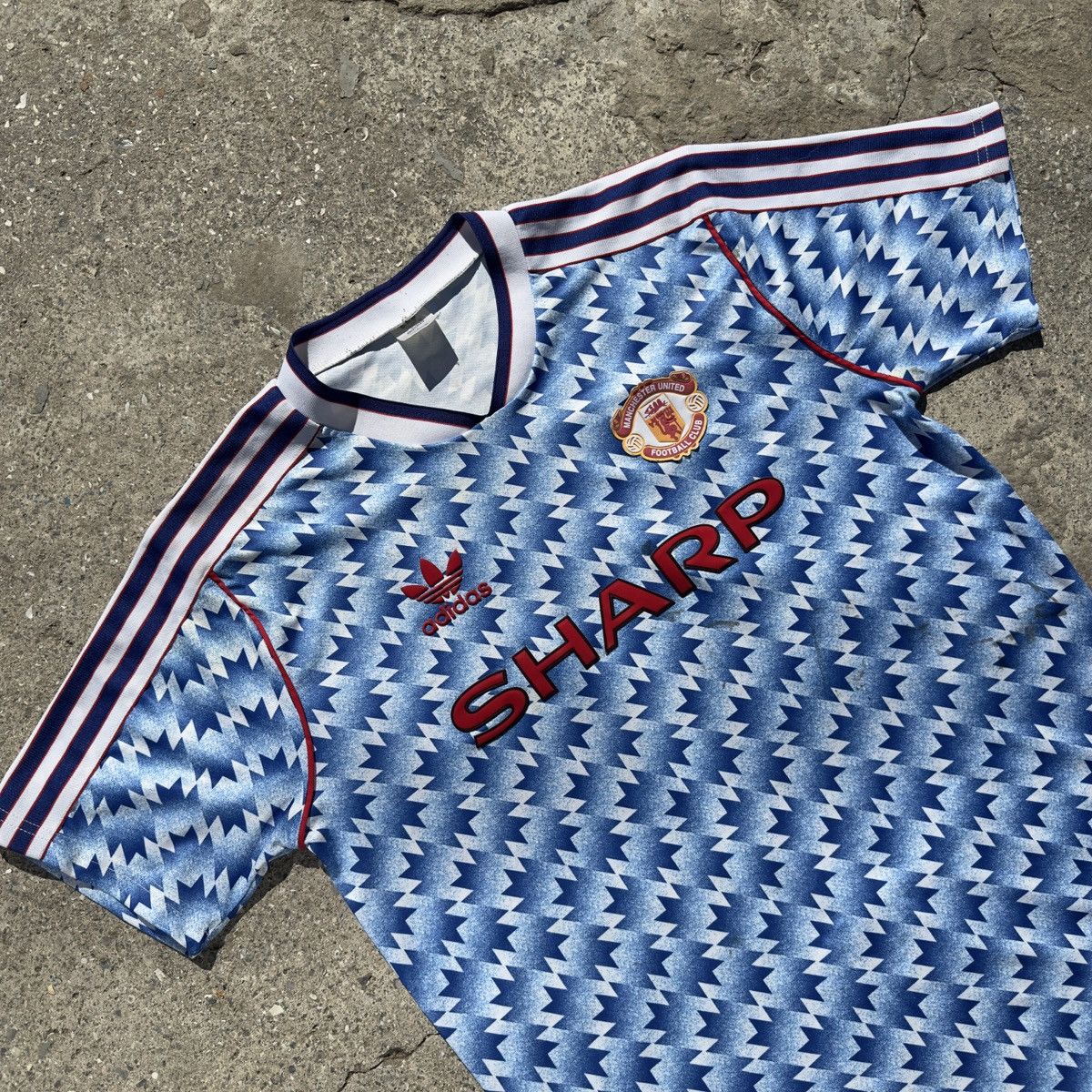 Adidas FC MANCHESTER UNITED 1990-92 AWAY SHIRT ADIDAS JERSEY SOCCER Size US L / EU 52-54 / 3 - 2 Thumbnail
