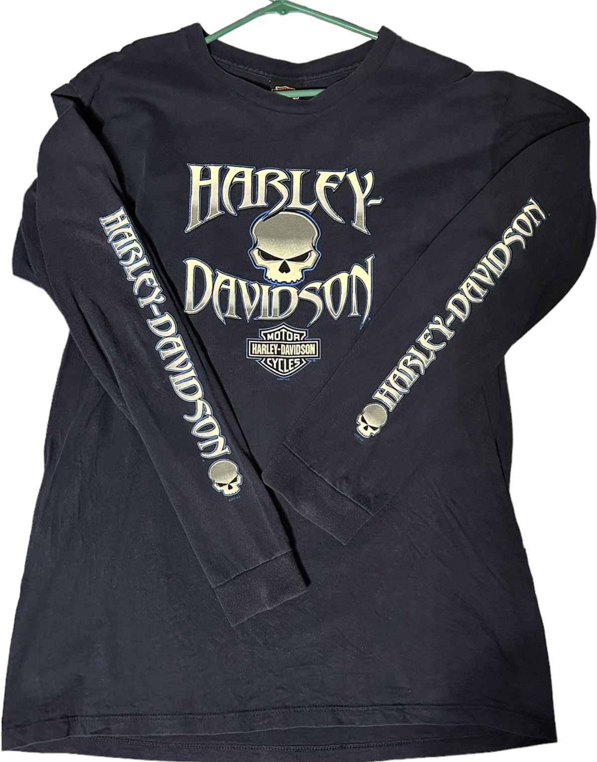 Image of Harley Davidson Harley-Davidson Vintage Long-Sleeve in Blue, Men's (Size XL)