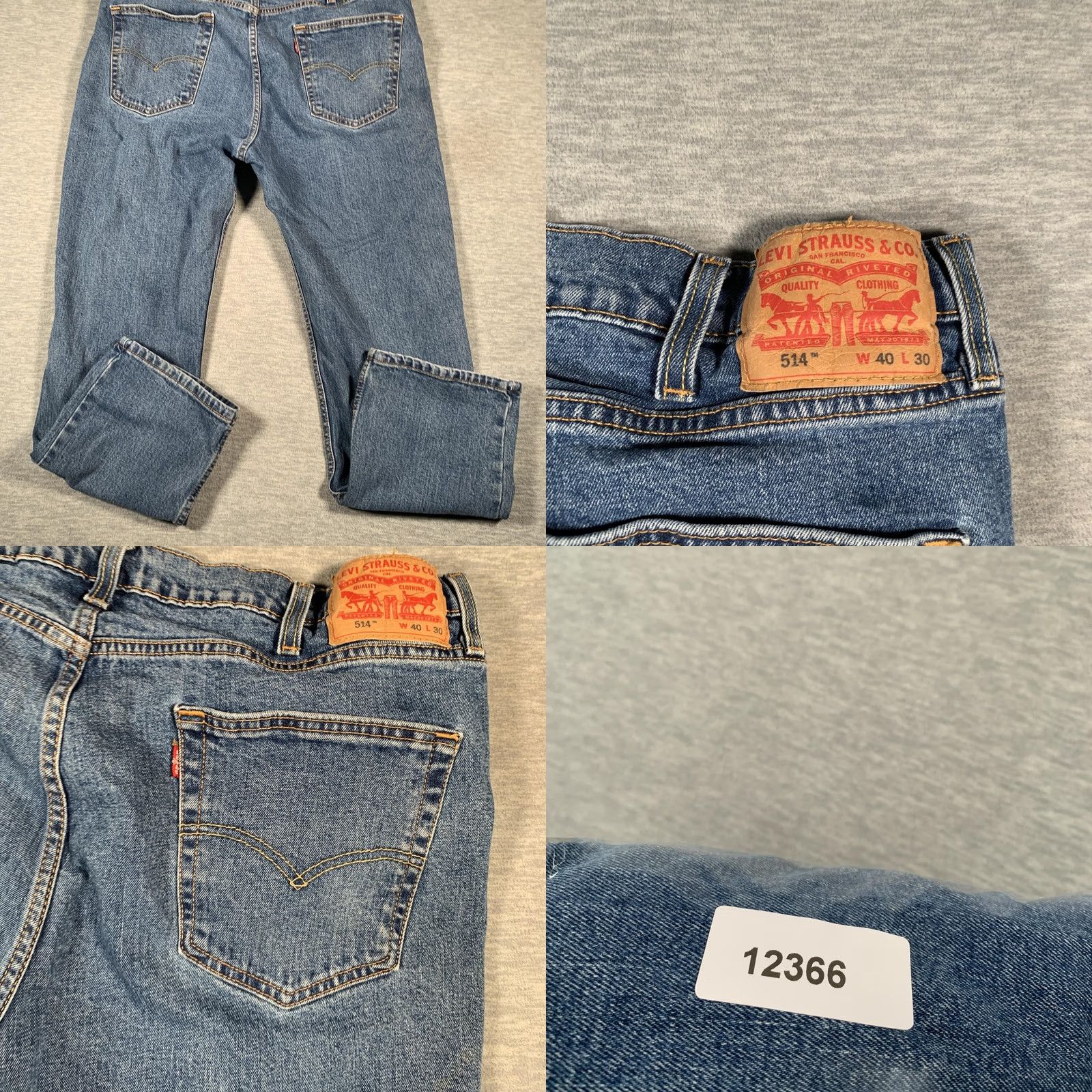 Levi's Levi's 514 Jeans Mens 40x30 Blue Denim Straight Leg Medium Wash Zip Fly Classic Regular Fit 5-Pocket Size US 40 / EU 56 - 9 Thumbnail