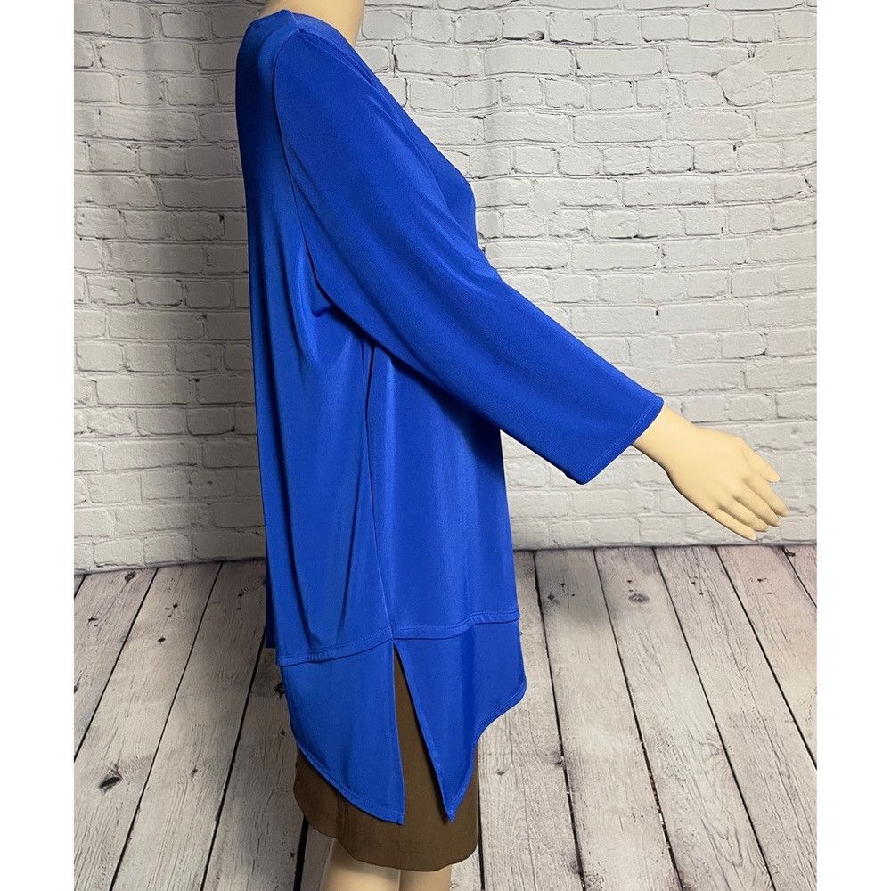 Chicos Chico's Easywear Blue Liquid Knit Asymmetrical Top Tunic Si Size L / US 10 / IT 46 - 3 Thumbnail