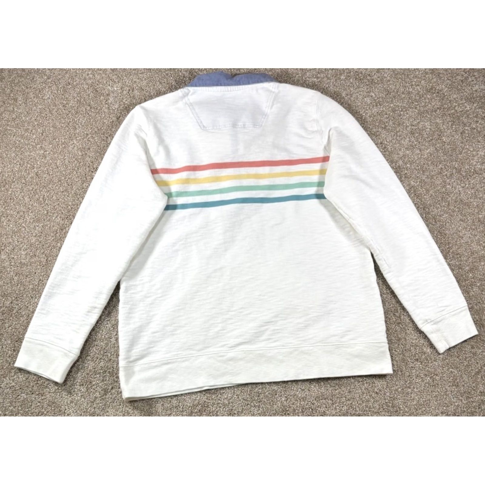 Vintage LL Bean Organic Cotton Sweater 1/4 Zip Retro Stripe Pullover • Womens Medium Size M / US 6-8 / IT 42-44 - 6 Thumbnail