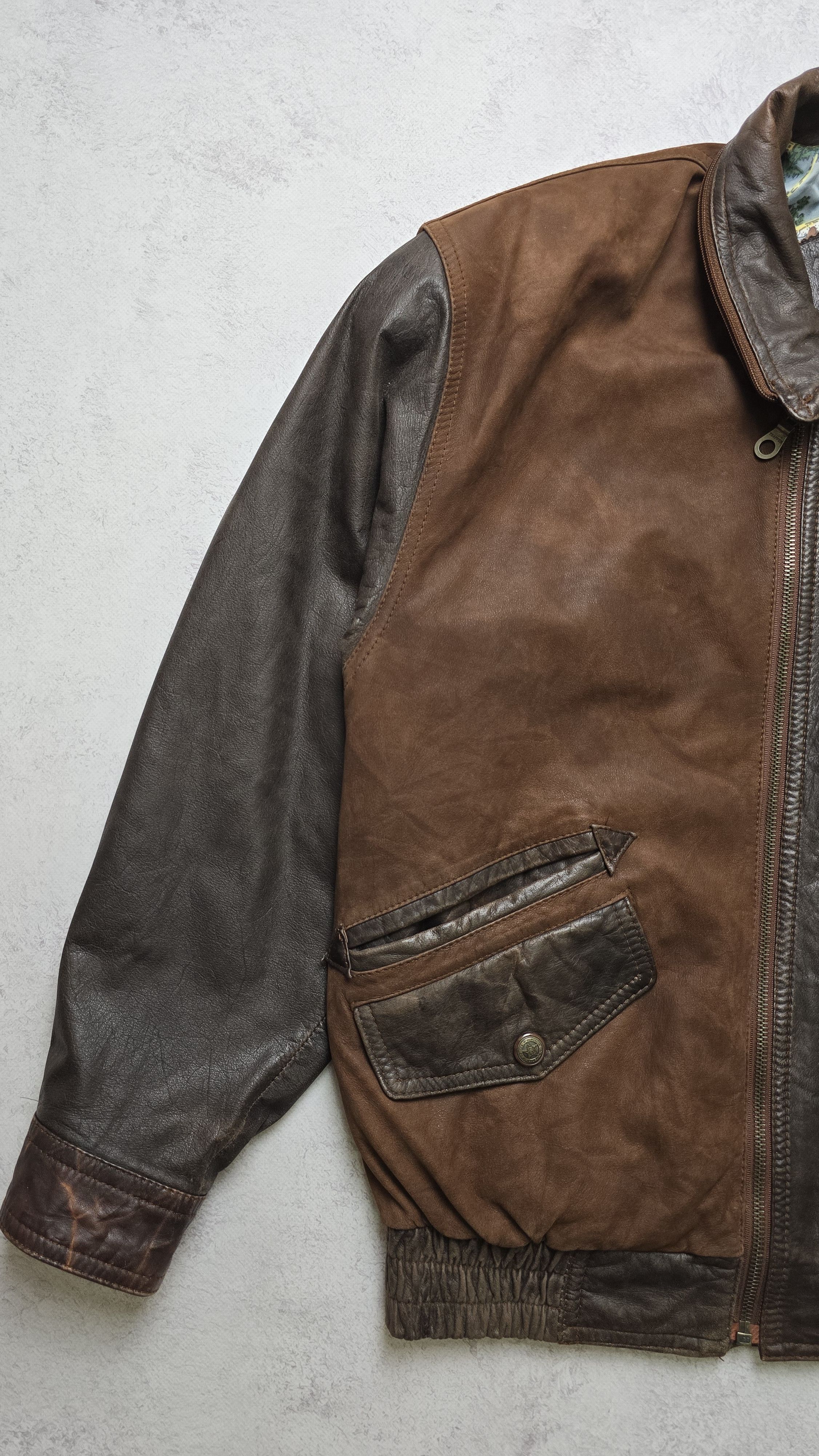 Chevignon VTG Leather Bomber Jacket Brown Bahamas Lining Aviator Heavy Size US L / EU 52-54 / 3 - 11 Thumbnail