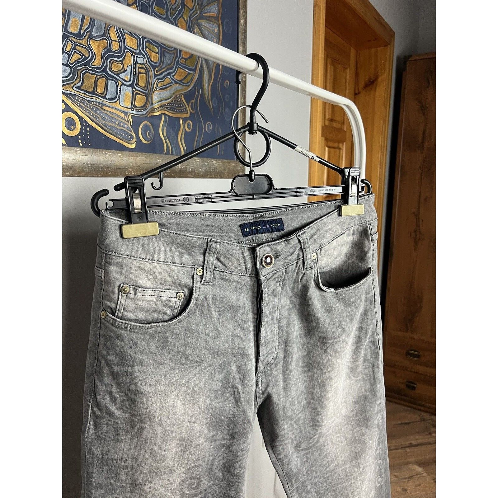 Etro NWT ETRO Paisley Men`s Gray Slim Fit Skinny Jeans Size 32 Size US 32 / EU 48 - 7 Thumbnail