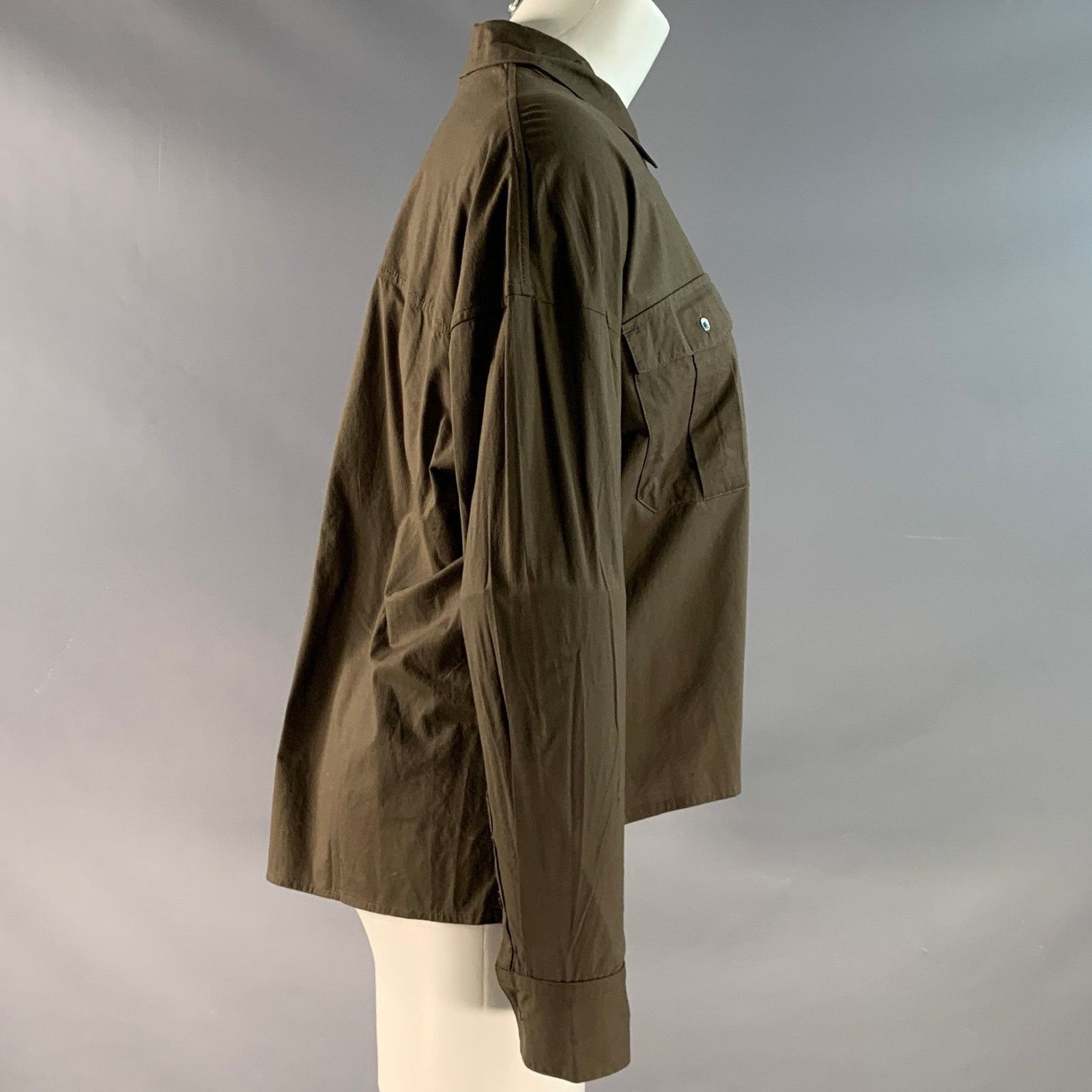 James Perse JAMES PERSE S Green Cotton Two Pockets Long Sleeve Shirt Size S / US 4 / IT 40 - 2 Thumbnail