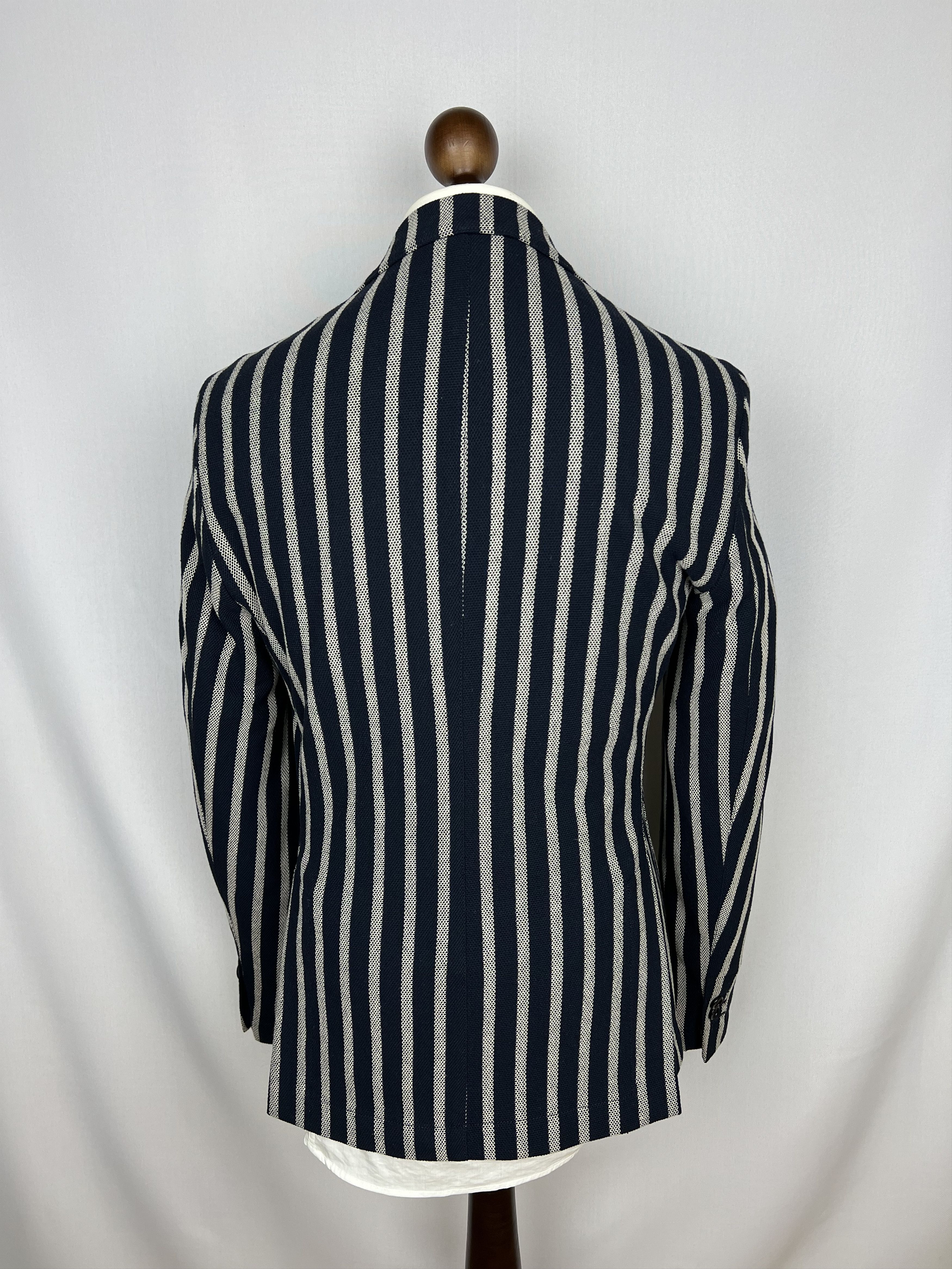 Paoloni Striped Textured Stretch Cotton-Blend Half-Lined Sport Coat Size 40R - 3 Thumbnail