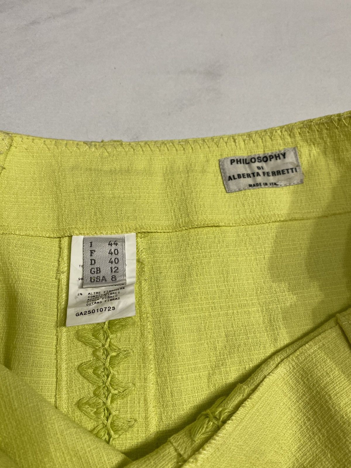 Affliction × Alberta Ferretti × Designer Alberta Ferretti yellow cotton mini skirts made in italy Size 28" / US 6 / IT 42 - 3 Thumbnail