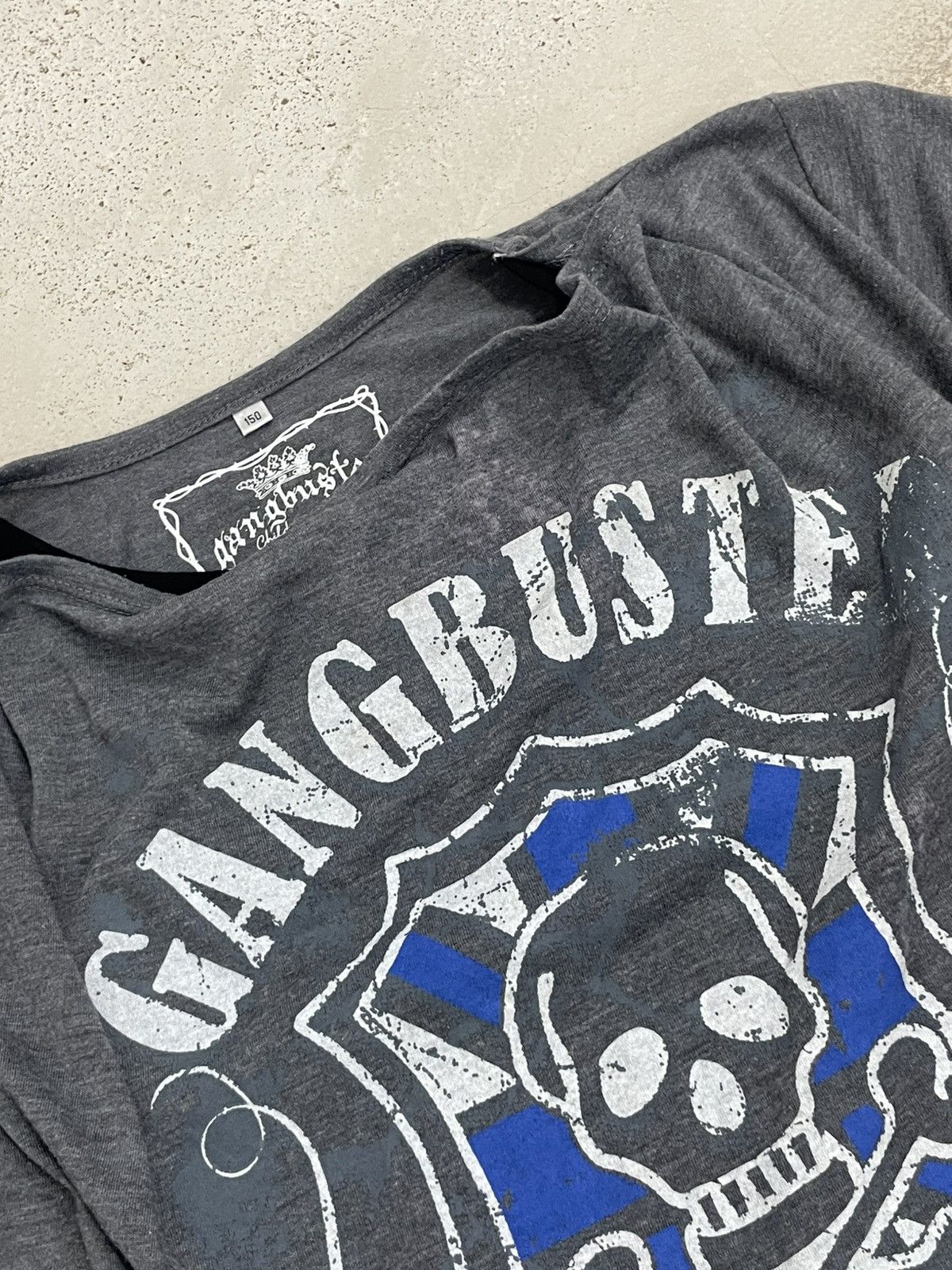 Japanese Brand Gangbuster Tartan Blue Y2K Punk Skull Layer Tee Size XS / US 0-2 / IT 36-38 - 8 Thumbnail