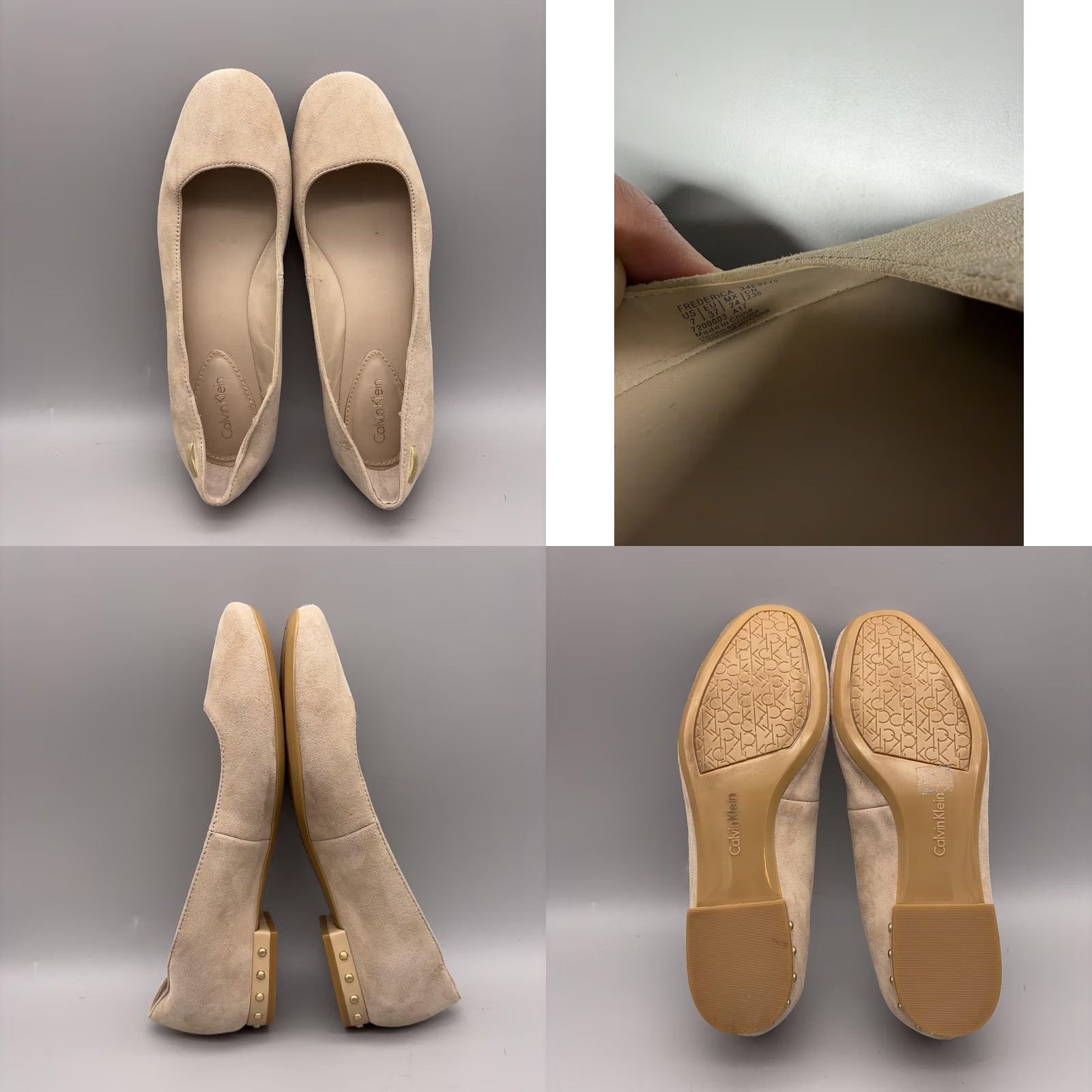 Calvin Klein Calvin Klein Flats Womens Size 7 Beige Suede Ballet Stud Heel Frederica Shoes Size US 7 / IT 37 - 8 Thumbnail