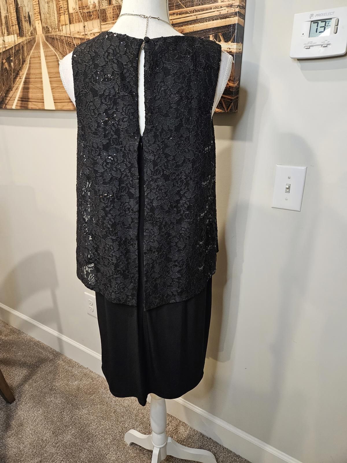 Designer Jessica Howard Elegant Black Lace Dress Size L / US 10 / IT 46 - 3 Thumbnail