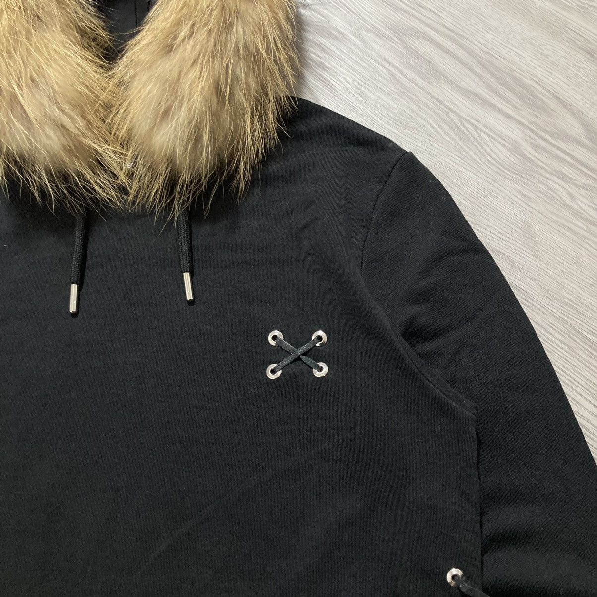 20471120 2000s Les Hommes Grunge Gothic Punk Style Fur Hoodie Black Size US L / EU 52-54 / 3 - 4 Thumbnail