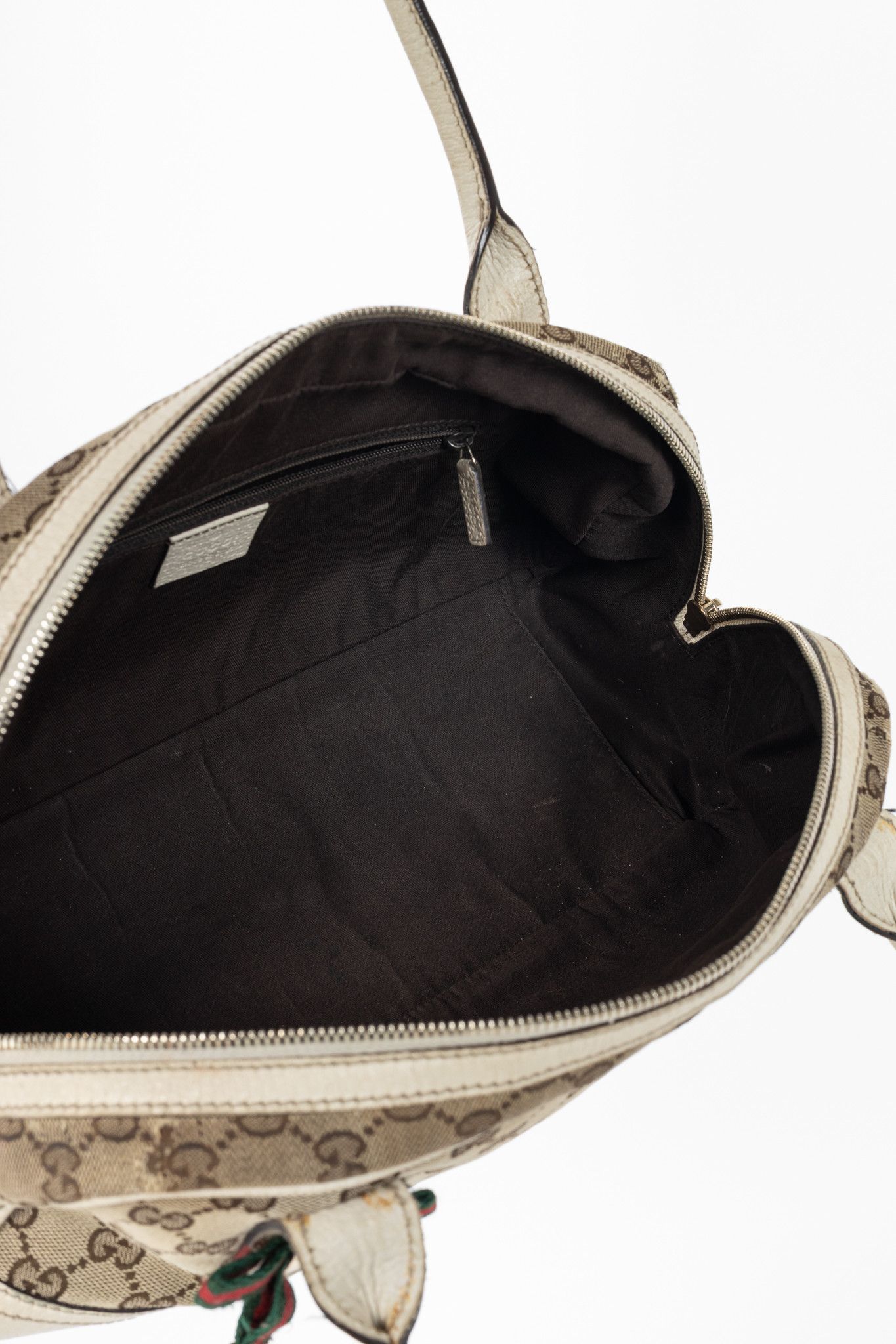 Gucci Gucci Princy Boston Beige & Ebony GG Canvas Web Handbag Size ONE SIZE - 12 Thumbnail