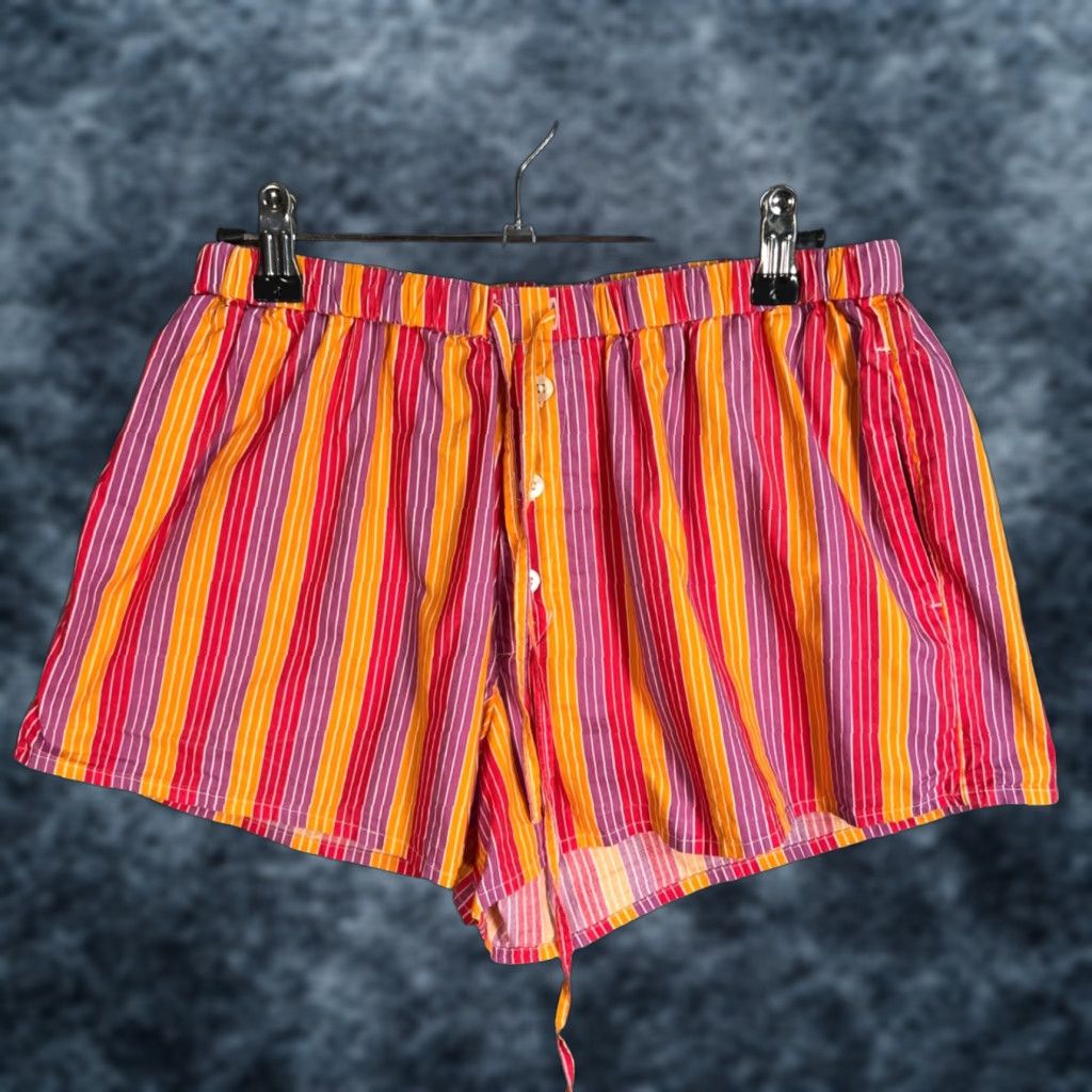 Vintage L*Space Womens XS Striped Cotton Lounge Shorts Drawstring Size 26" / US 2 / IT 38 - 1 Thumbnail