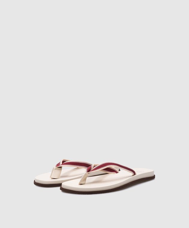 Brunello Cucinelli o1la1rc1a0425 Slippers in Burgundy/White Size US 9 / EU 42 - 1 Thumbnail