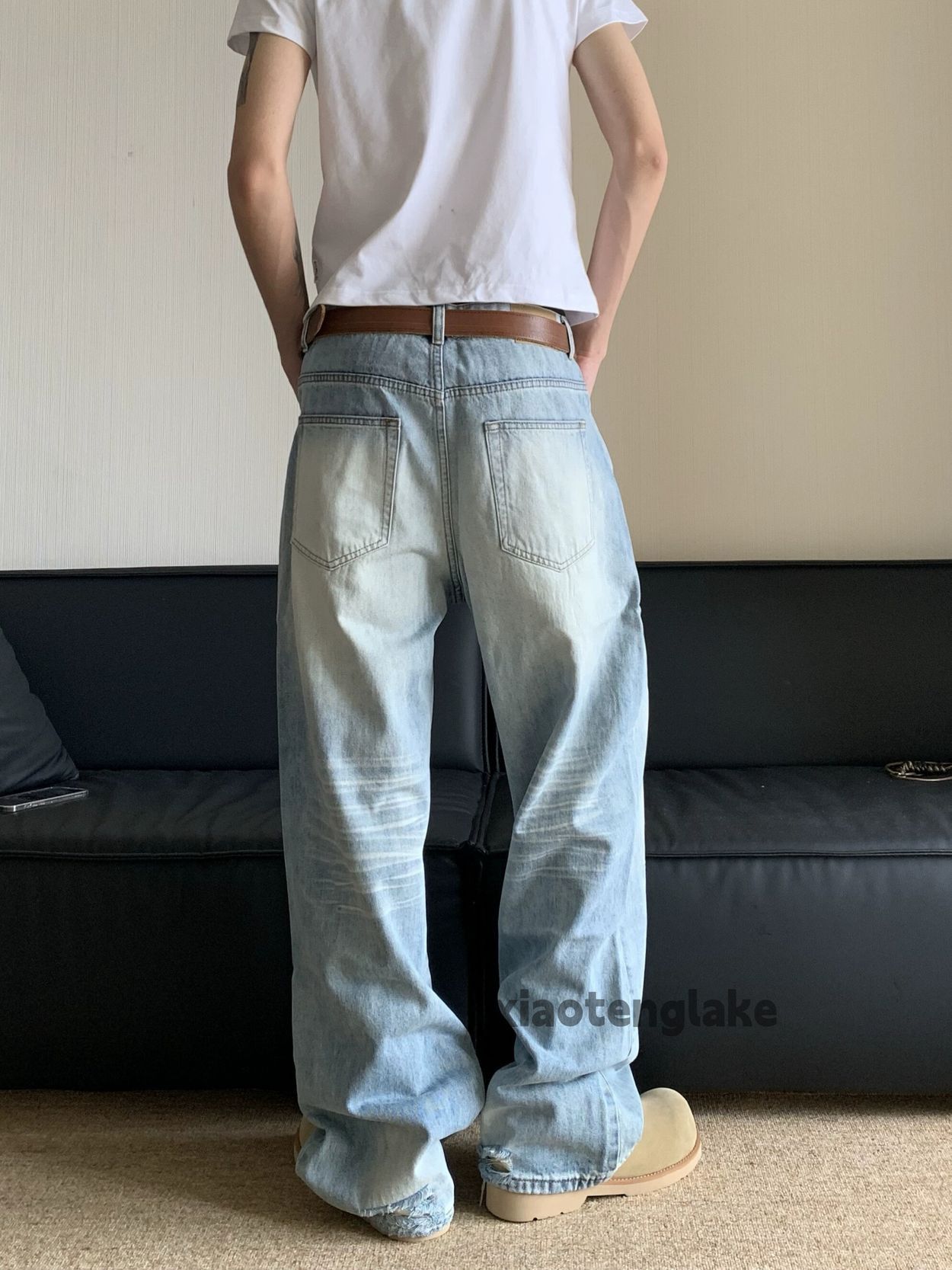 Jean × Vintage washed faded loose baggy yuppie cleanfit jeans Size US 34 / EU 50 - 2 Thumbnail