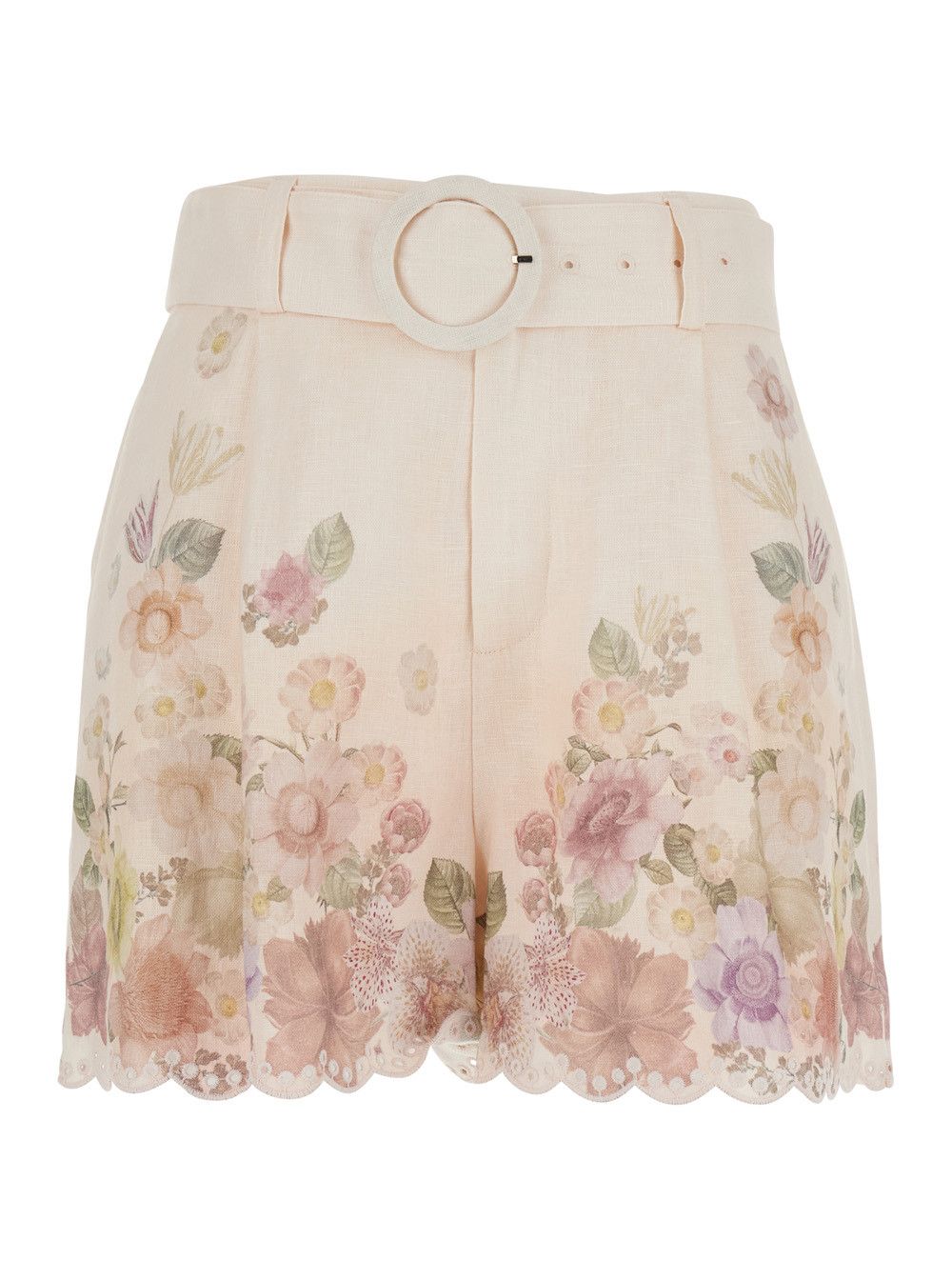 TWINSET Beige Floral Print Shorts with Waist Belt for Women Size 28" / US 6 / IT 42 - 1 Thumbnail