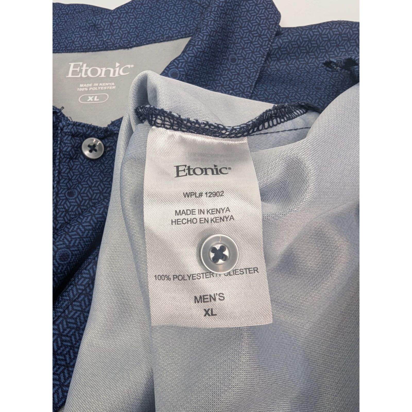 Vintage Etonic Golf Polo Performance Men's XL Blue Geometric Dot Pattern Stretch Wicking Size US XL / EU 56 / 4 - 7 Thumbnail