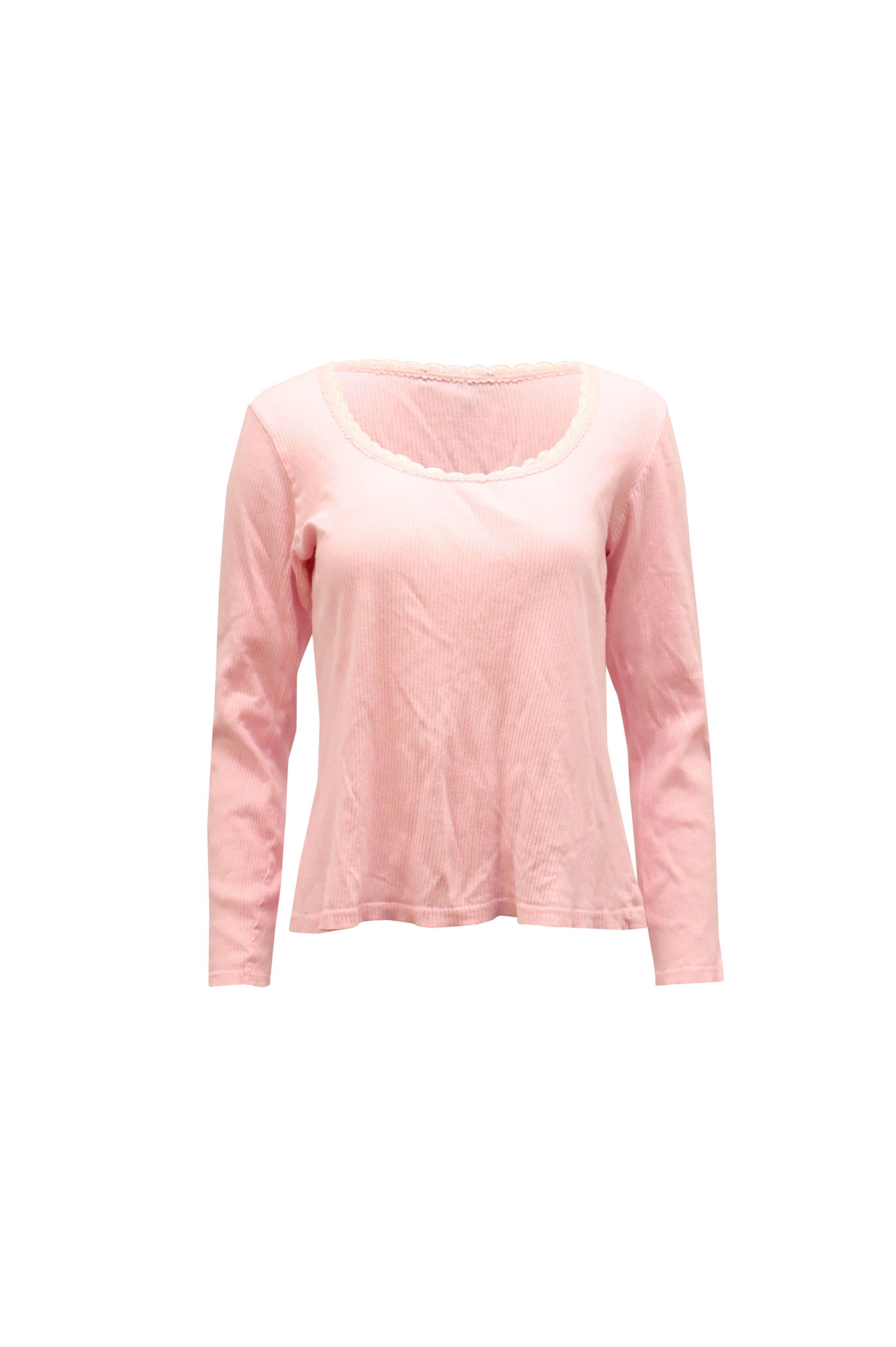 Ralph Lauren Ralph Lauren Lace Trimmed Scoop Neck Sweater in Pink Cotton Size L / US 10 / IT 46 - 1 Thumbnail