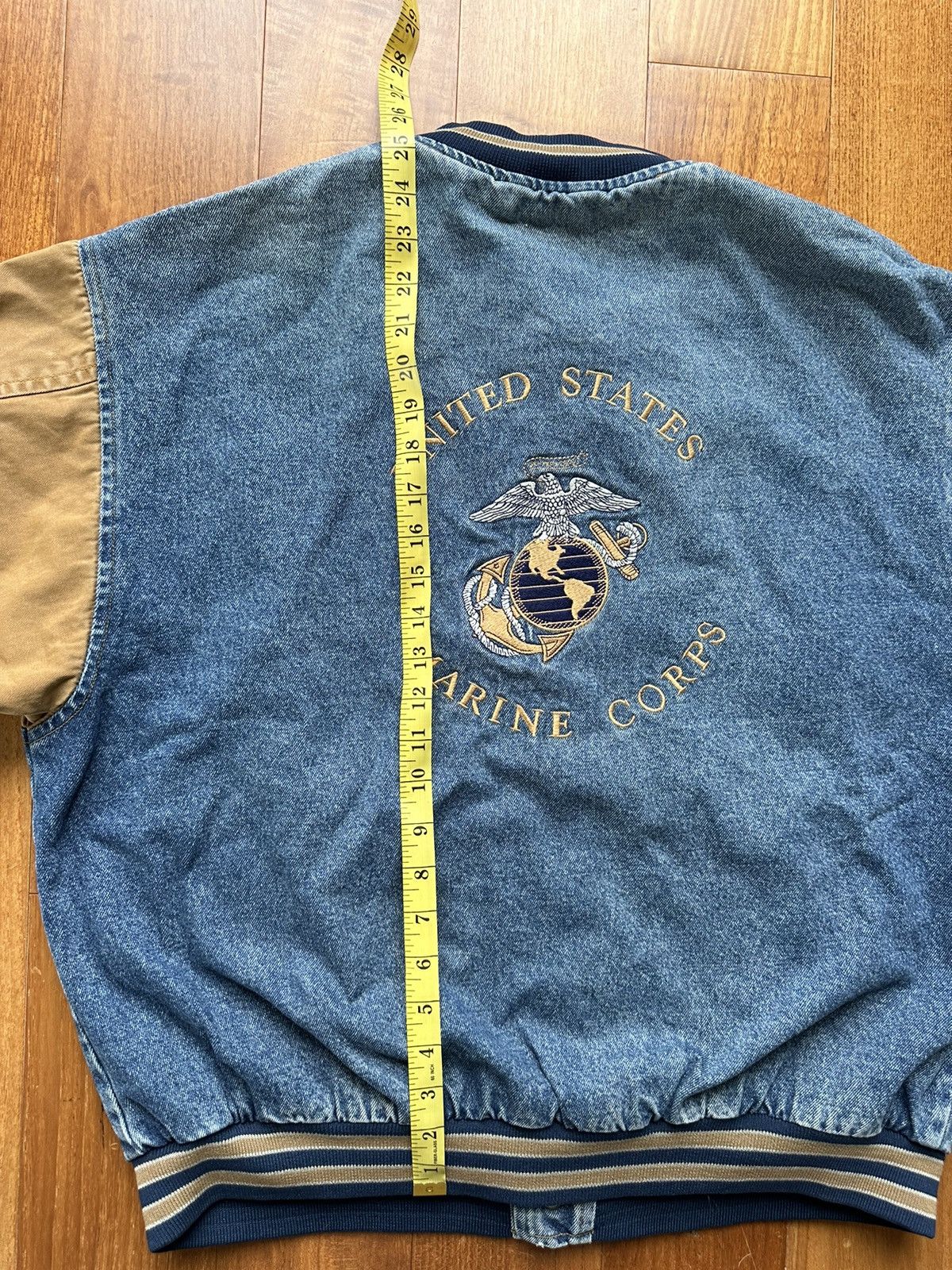 Vintage Vintage 90s United States Marine Corps Denim Bomber Jacket Size US L / EU 52-54 / 3 - 12 Thumbnail