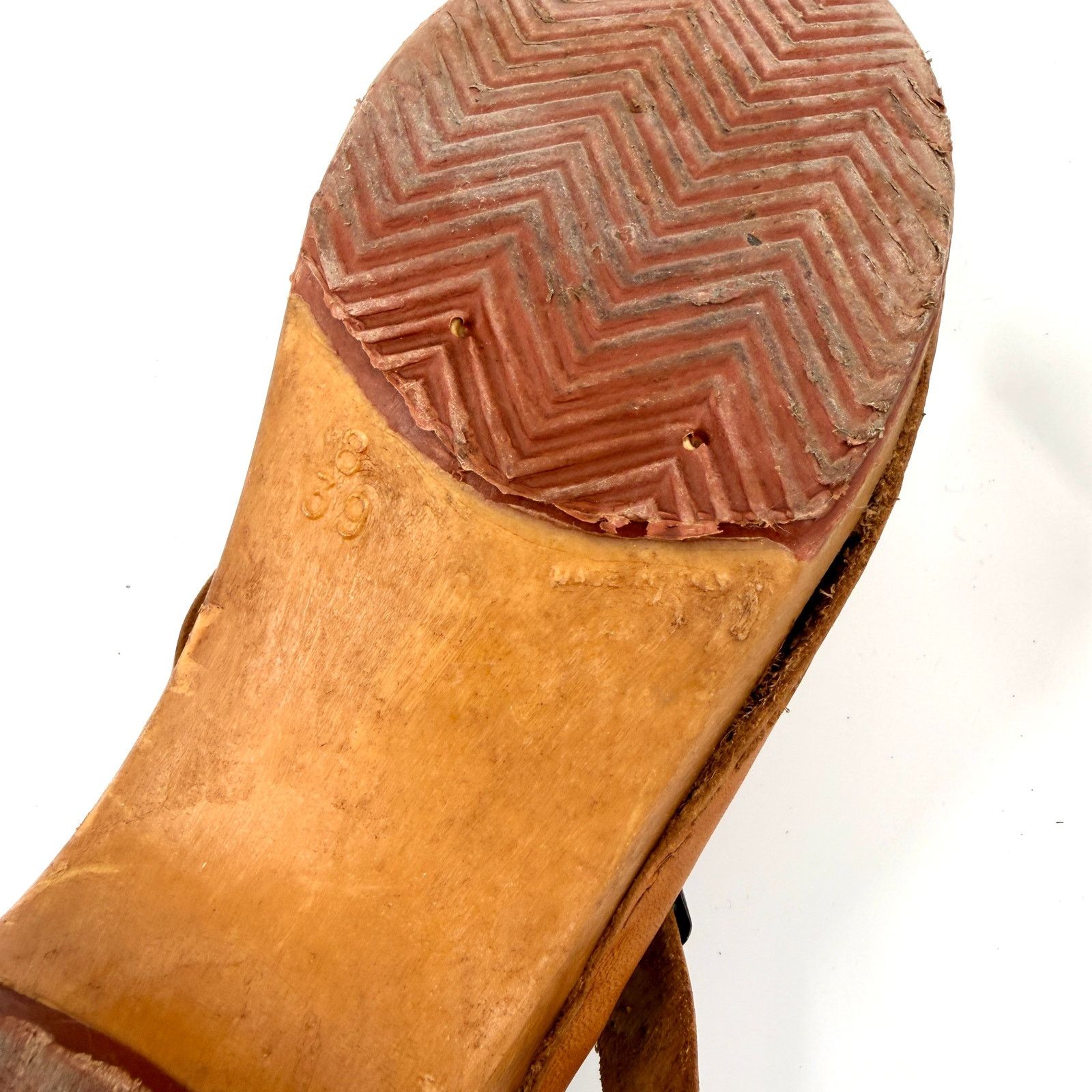Vintage Vintage 70s Made in Italy Tan Leather Faux Wood Clogs Size US 8 / IT 38 - 8 Thumbnail