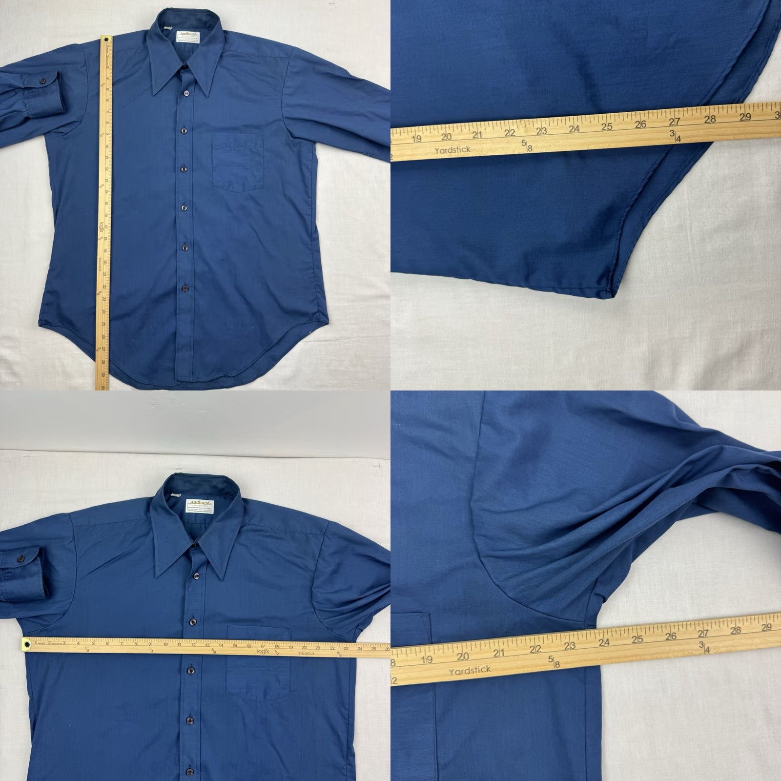 Vintage Vintage Andhurst Button-Up Shirt Adult Large Collared 60s 70s Classic Hipster Shirt Mens Blue Polyester Cotton Regular Long Sleeve Size US L / EU 52-54 / 3 - 8 Thumbnail
