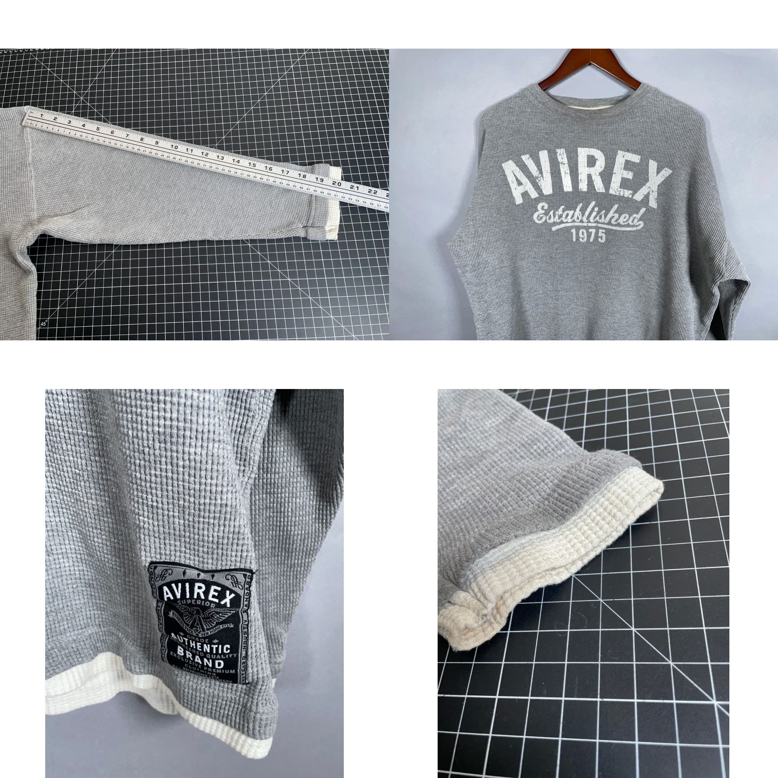 Avirex VINTAGE Avirex Thermal Shirt Mens Medium Gray White Crewneck Hip Hop Retro VTG Size US M / EU 48-50 / 2 - 8 Thumbnail