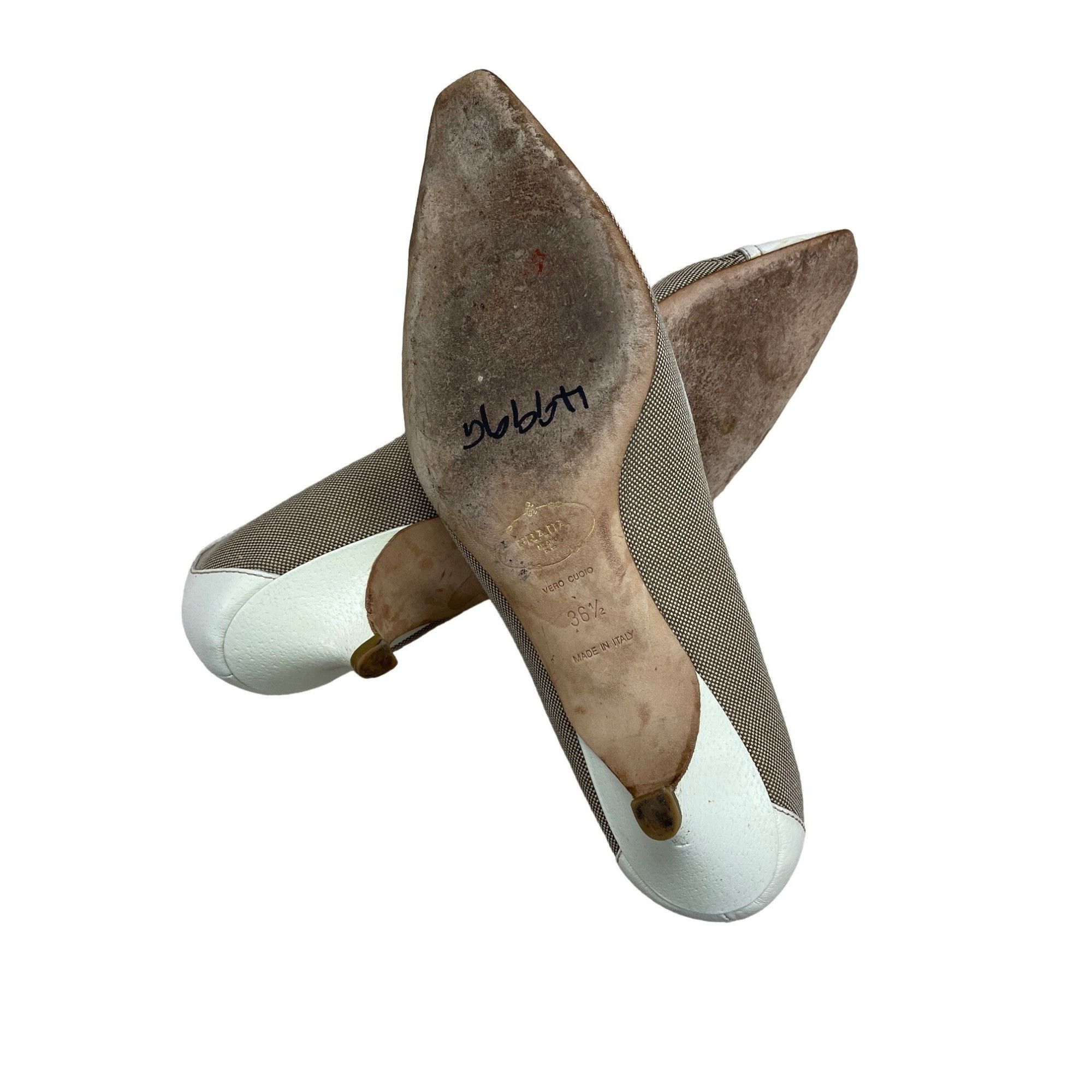 Prada Prada Vero Cuoio Vintage Womens White Brown Leather Shoes 6 Size US 6 / IT 36 - 6 Thumbnail