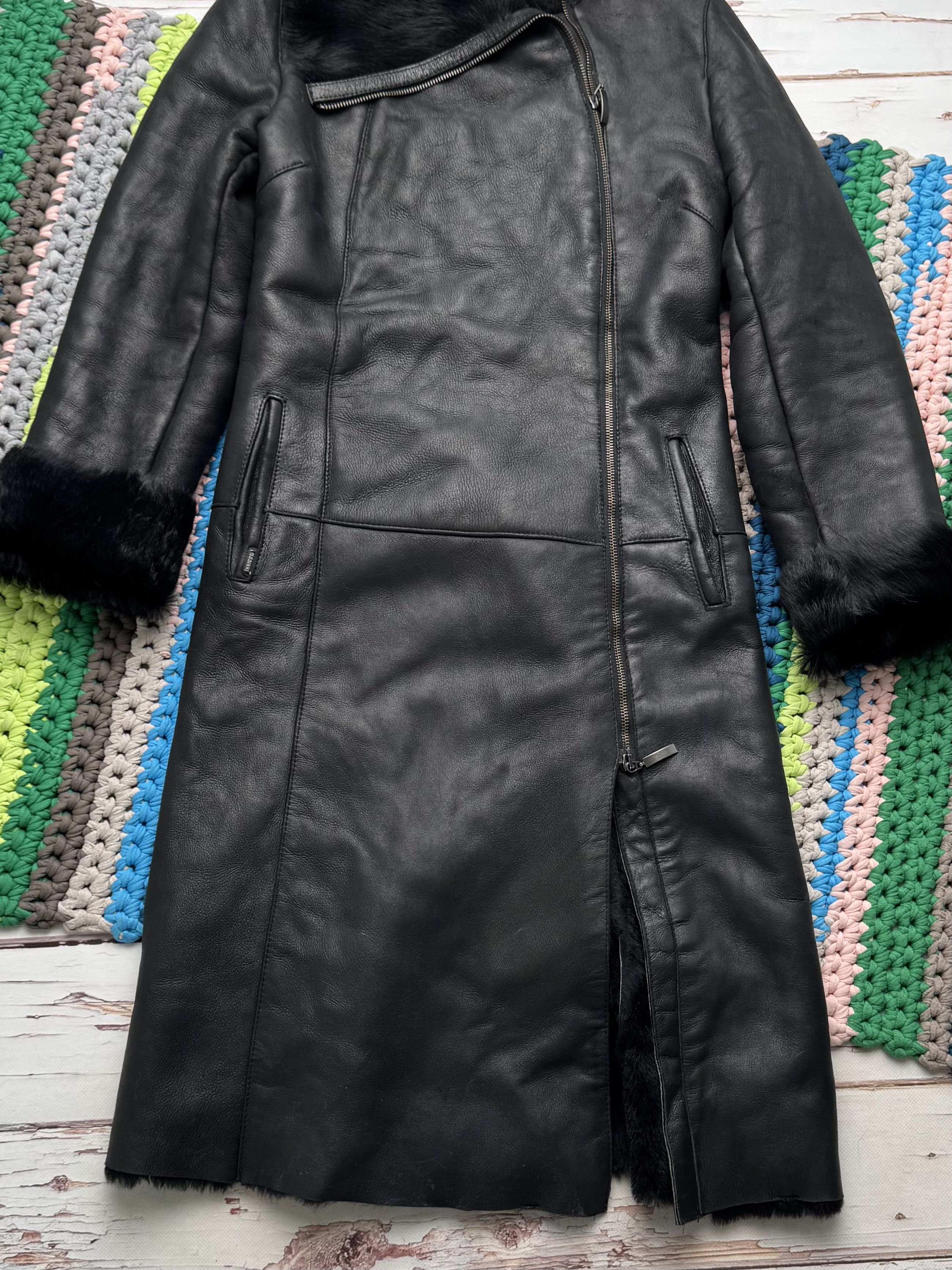 Vintage Vintage Sheepskin Leather Coat Black Fur Collar Long Jacket Size S / US 4 / IT 40 - 7 Thumbnail