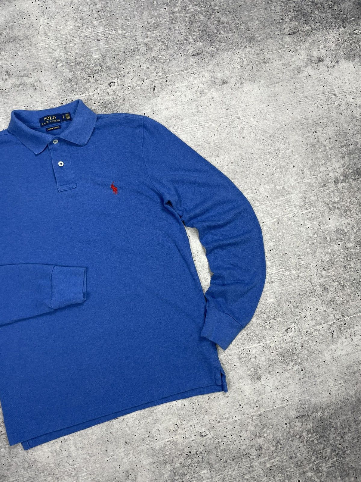 Polo Ralph Lauren × Vintage Vintage Polo Ralph Lauren Blue Polo Longsleeve Sweatshirt Size US S / EU 44-46 / 1 - 2 Thumbnail