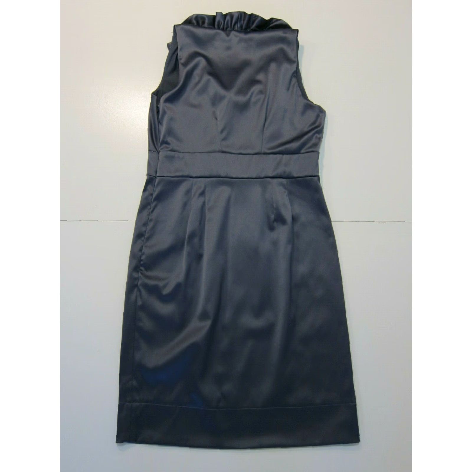 Vintage Julian Taylor NY Grey Satin Stretch Sleeveless Ruffle Pleated Dress Women Size 8 Size M / US 6-8 / IT 42-44 - 2 Thumbnail