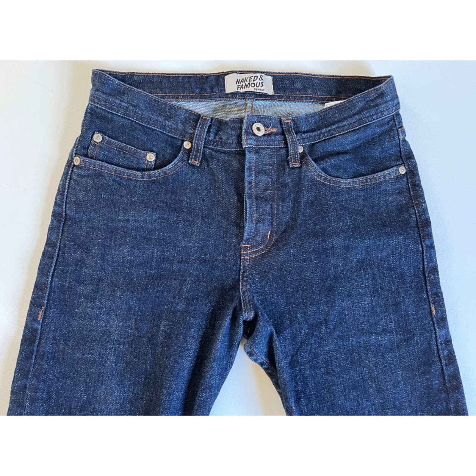 Vintage Naked & Famous Denim Weird Guy Stretch Selvedge Jeans Men’s 30x33 Blue Denim Slim Straight 5-Pocket City USA Vintage/Classic – Mens Size US 30 / EU 46 - 5 Thumbnail