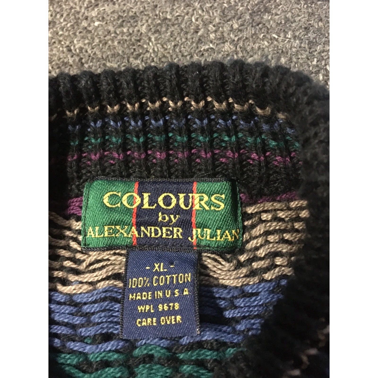 Alexander Julian VINTAGE 90s Knit Striped Sweater XL USA Alexander Julian Men Pullover Black Abstract Geometric Art Size US XL / EU 56 / 4 - 5 Thumbnail