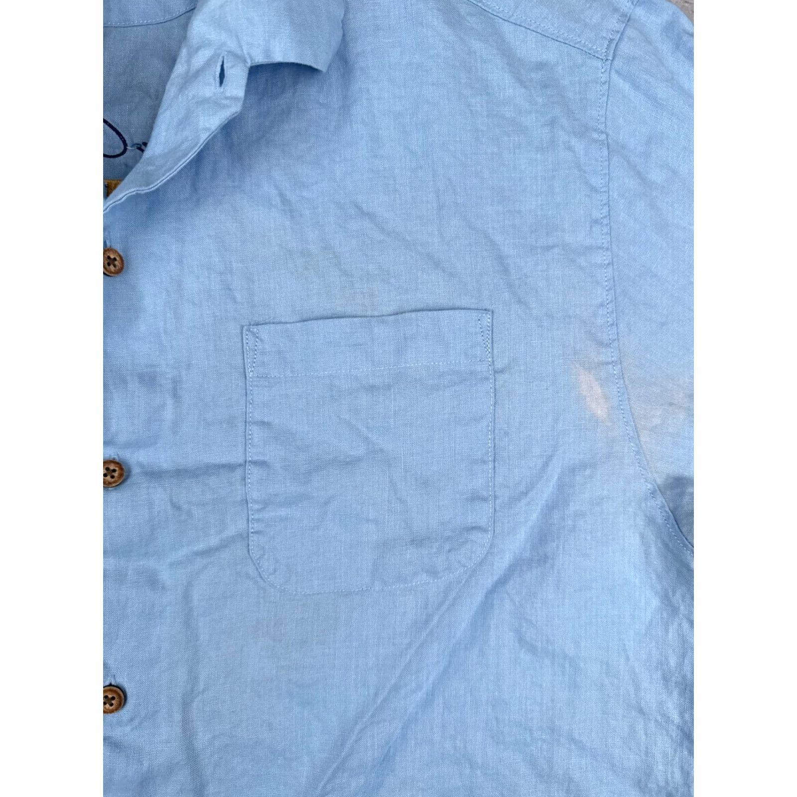 Tommy Bahama Tommy Bahama Shirt Men Large Blue Linen Rayon Paradise Bound Floral Aloha Beach Hawaiian Resort Vacation Casual Shirt Mens L Blue 40in Chest Size US L / EU 52-54 / 3 - 7 Thumbnail