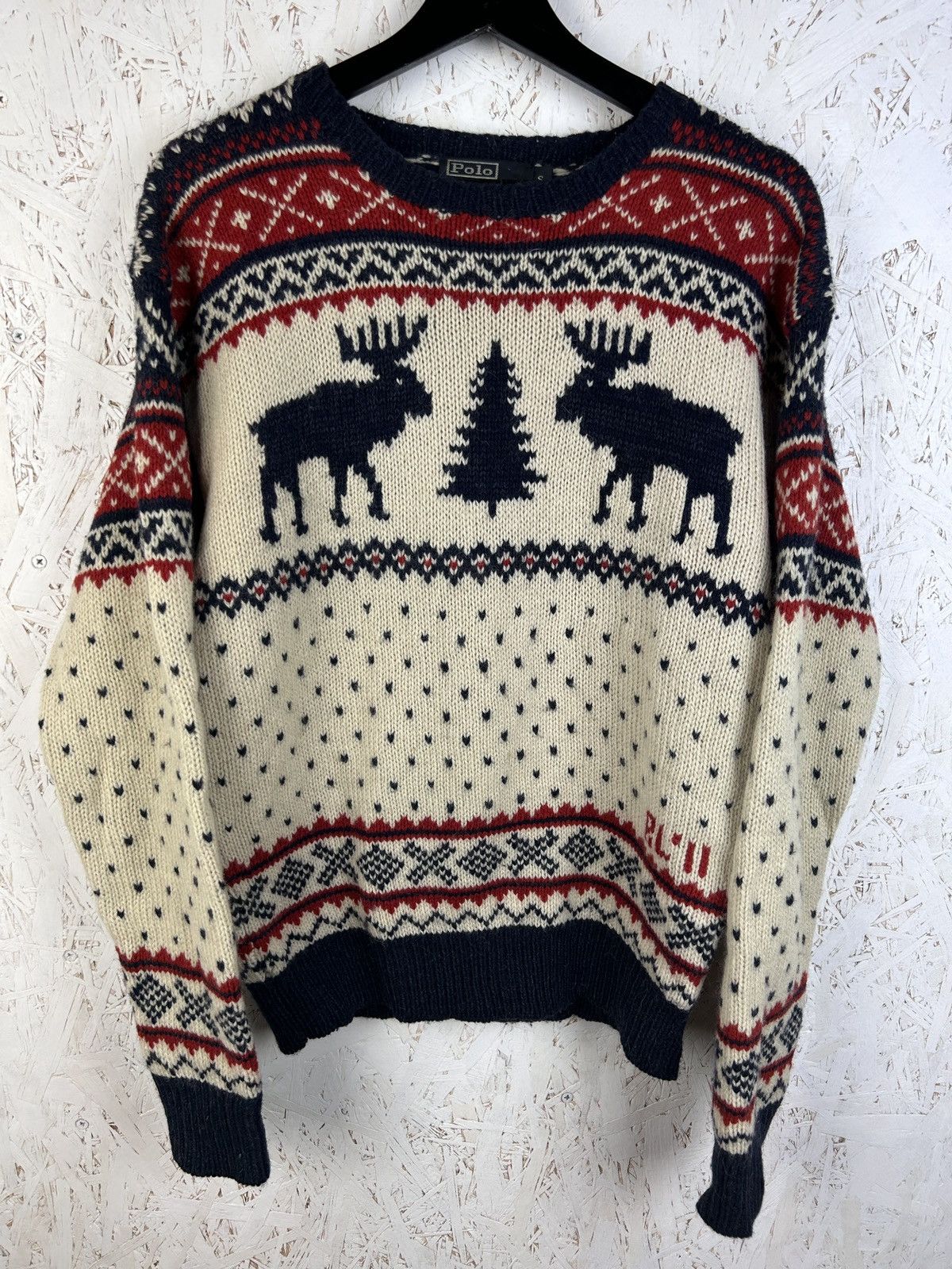 Polo Ralph Lauren Vintage Polo By Ralph Lauren Deer Ornament Wool Sweater Size US S / EU 44-46 / 1 - 1 Thumbnail