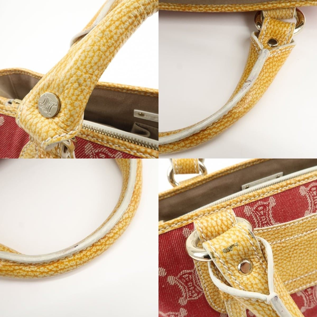 Celine Celine Macadam Boogie Canvas & Leather Satchel Red Size ONE SIZE - 4 Thumbnail