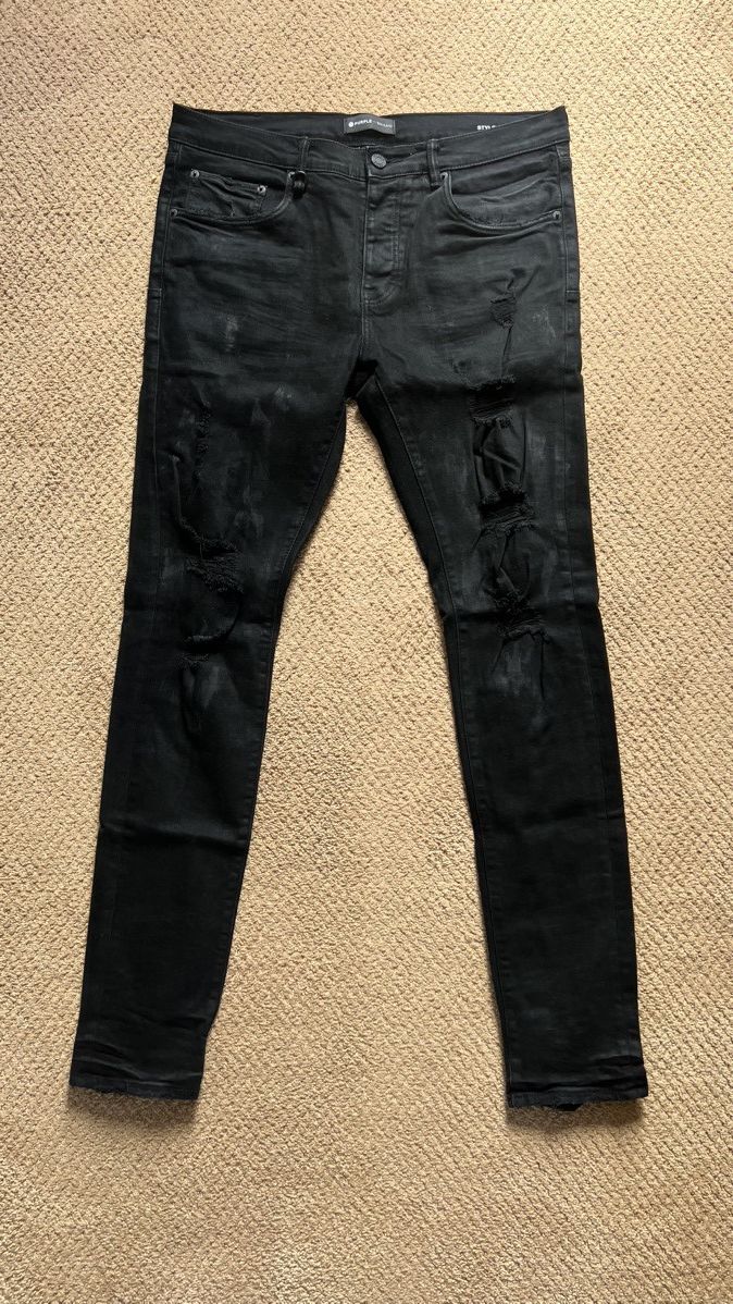 image of Purple Ripped Denim in Black, Men's (Size 34)