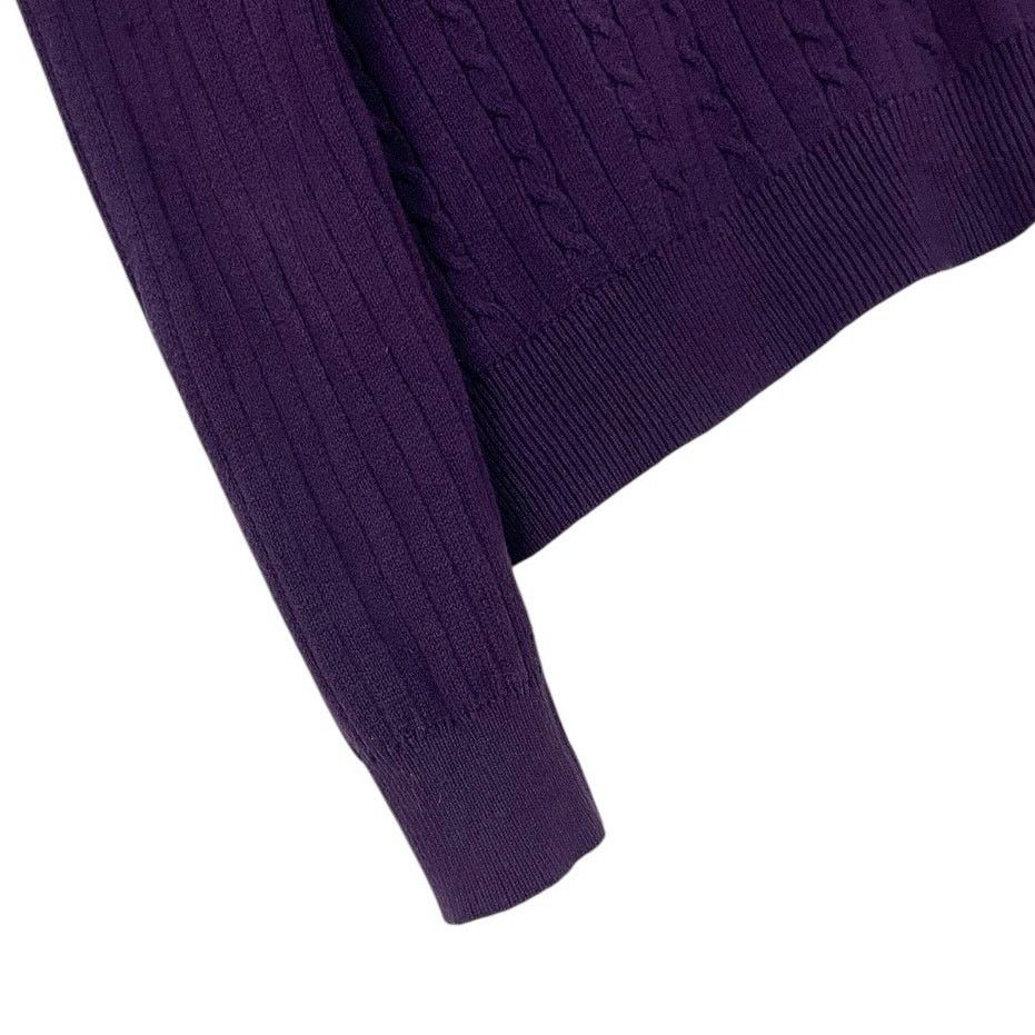 Descente Descente Vintage Purple Cable Knit V-Neck Sweater Size L / US 10 / IT 46 - 3 Thumbnail