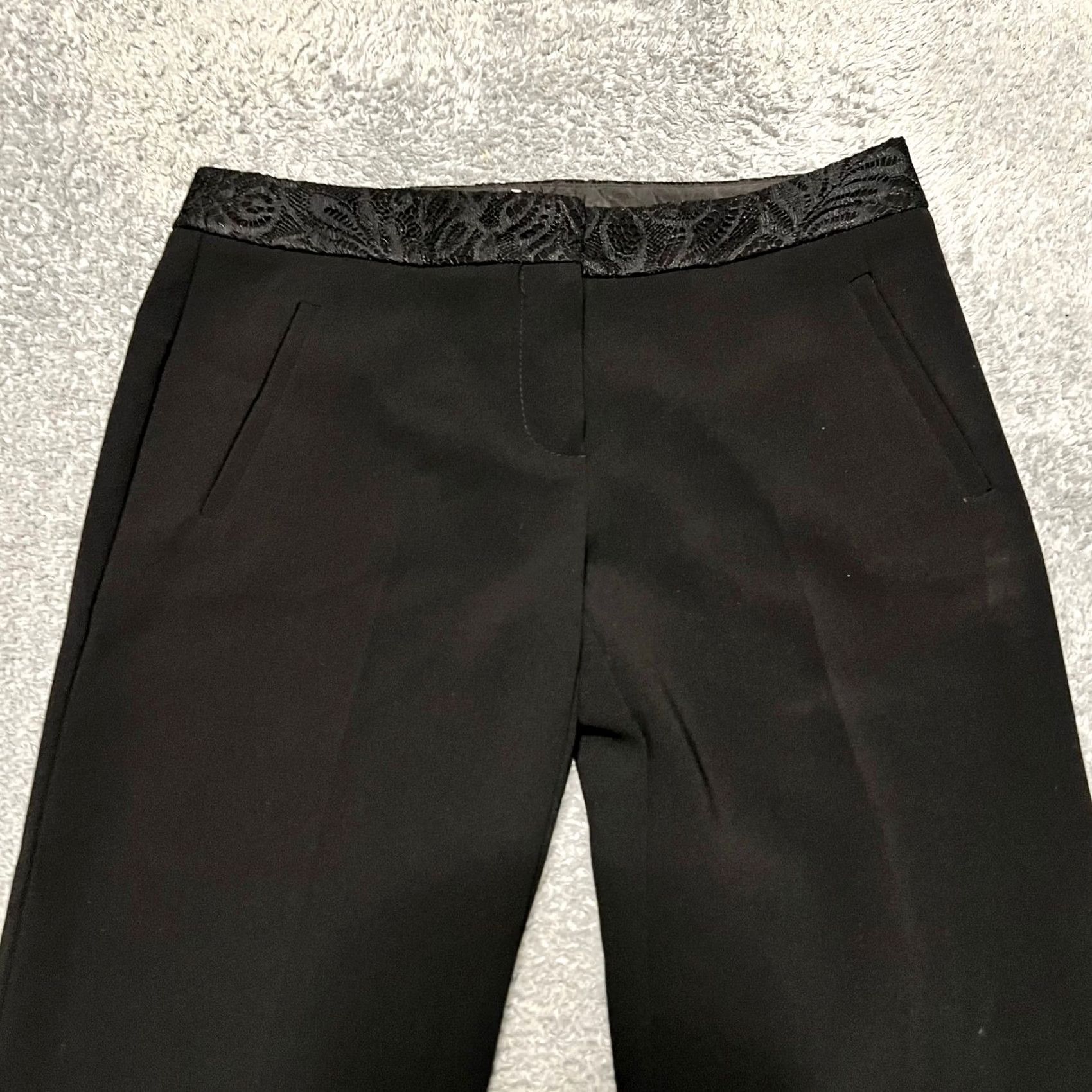 Trina Turk Trina Turk Pants Womens 6 Black 32x33.5 Straight Dress Work Floral Waist Pants Dress Women 6 Black Size 28" / US 6 / IT 42 - 2 Thumbnail