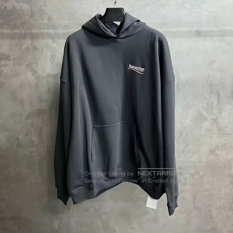 Balenciaga Balenciaga Grey logo print pullover hooded long sleeve swe Size US S / EU 44-46 / 1 - 1 Thumbnail