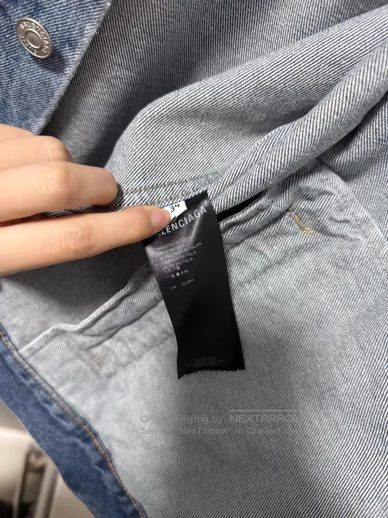 Balenciaga Balenciaga Water-Washed Back BeBe Crystal Denim Jacket Size XXS / US 00 / IT 34 - 3 Thumbnail