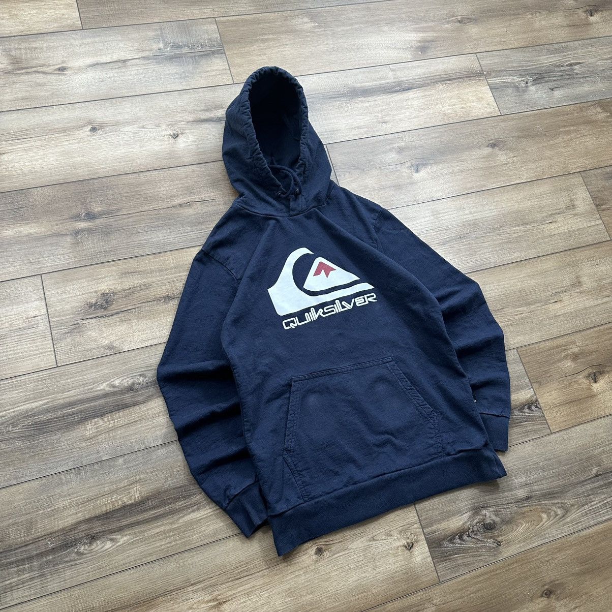 Quiksilver Vintage 2000s Y2K Quiksilver Navy Surf Pullover Hoodie Size US M / EU 48-50 / 2 - 2 Thumbnail