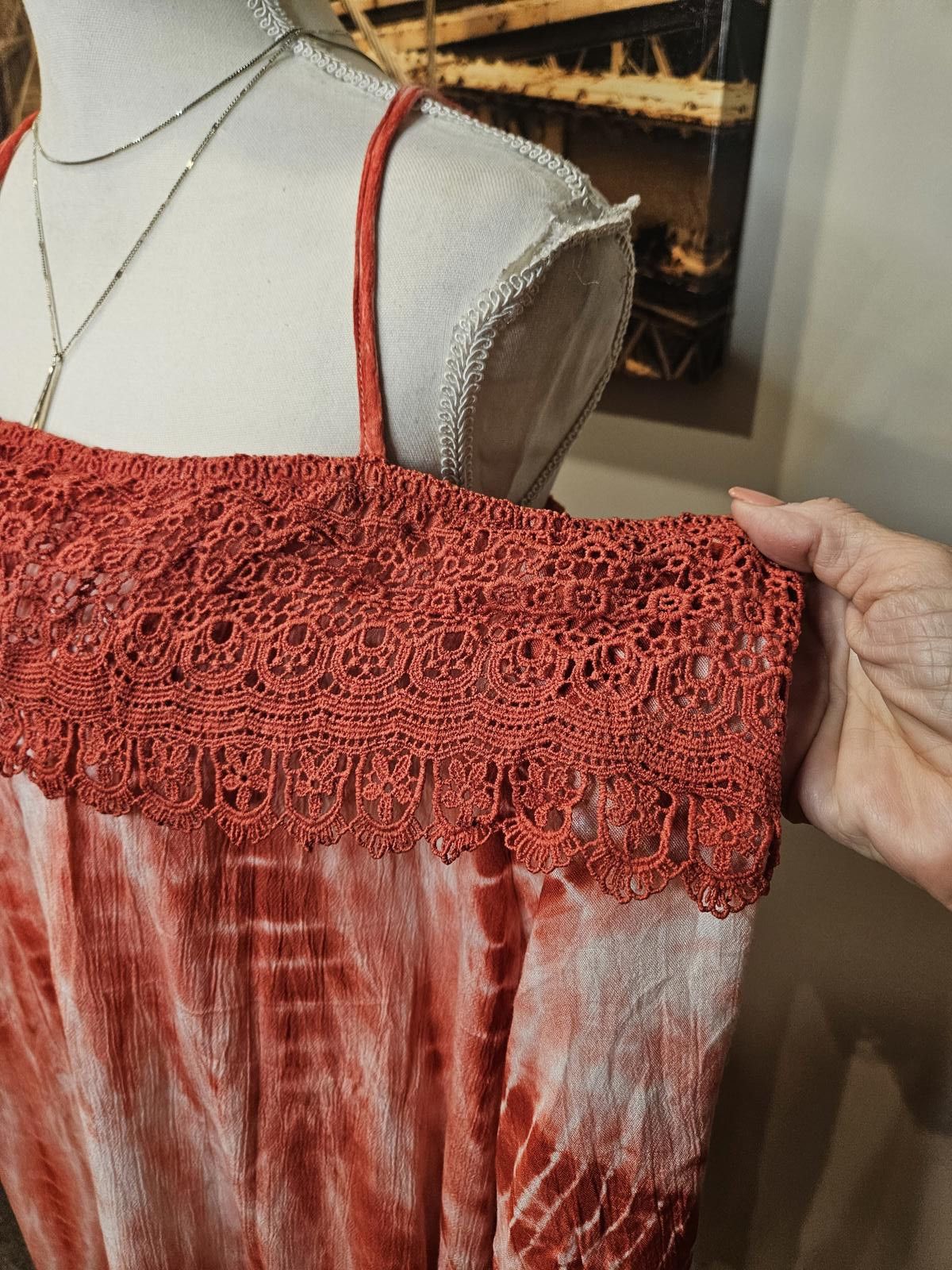 Caravelle by Bulova Nwt NY&C Tie-Dye Off-Shoulder Coverup with Crochet Trim 443 Size ONE SIZE - 3 Thumbnail