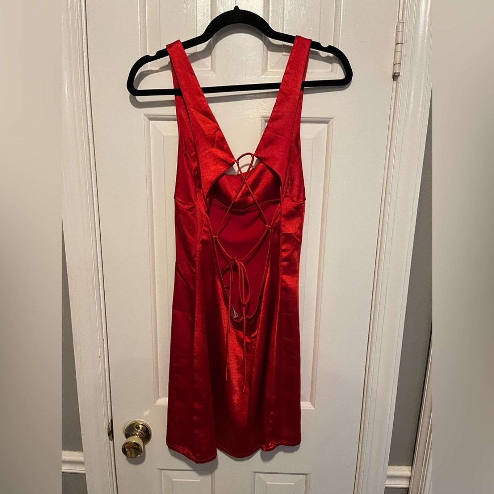 PRINCESS POLLY Princess Polly Cobie Mini Red Satin Dress Size 8 Size M / US 6-8 / IT 42-44 - 3 Thumbnail