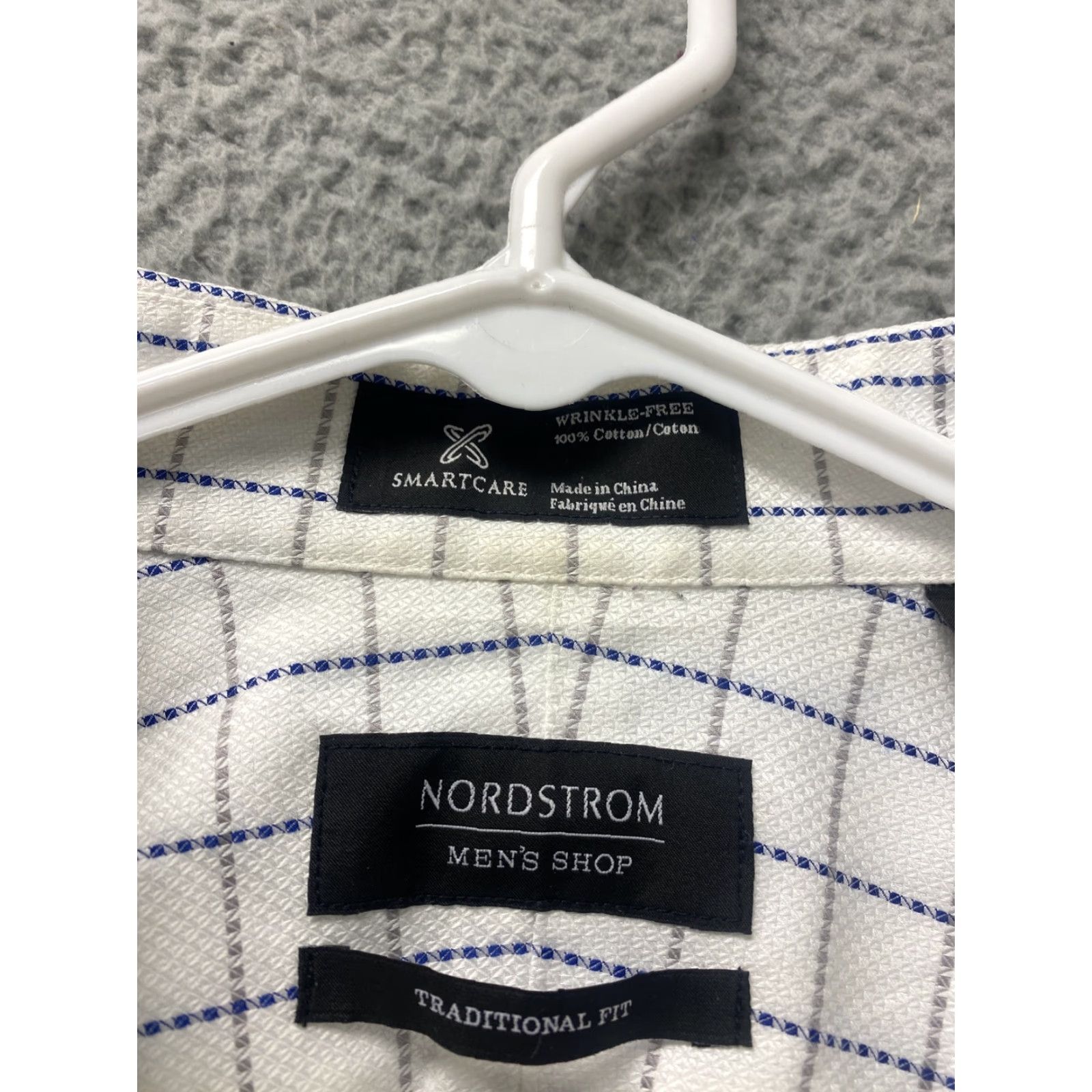 Nordstrom Nordstrom Shirt Mens 17 36 Button-Down Long Sleeve Cream Check /107-10 Classic Casual Men's Button Up Shirt Size US XL / EU 56 / 4 - 4 Thumbnail