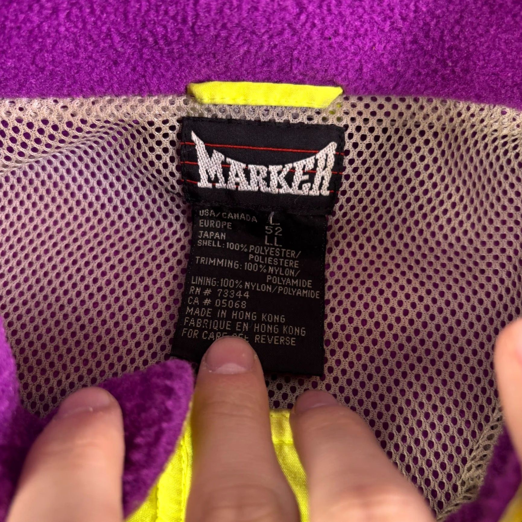 Barker VINTAGE Marker Fleece Quarter Zip Pullover Jacket Adult Men Large Purple 90s Ski Causal Zipper Pockets Logo Size US L / EU 52-54 / 3 - 6 Thumbnail