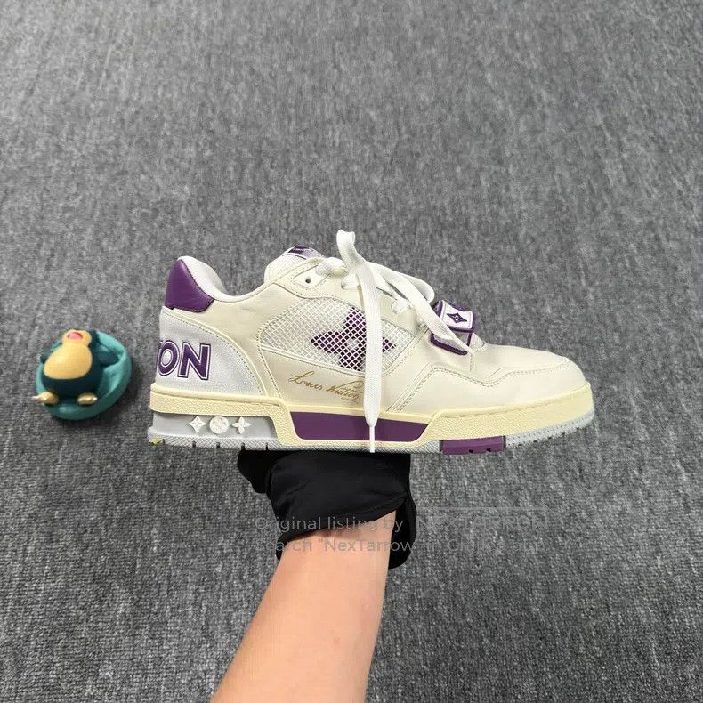 Louis Vuitton Louis Vuitton Trainer White and Purple Velcro shoes Size US 7 / EU 40 - 9 Thumbnail