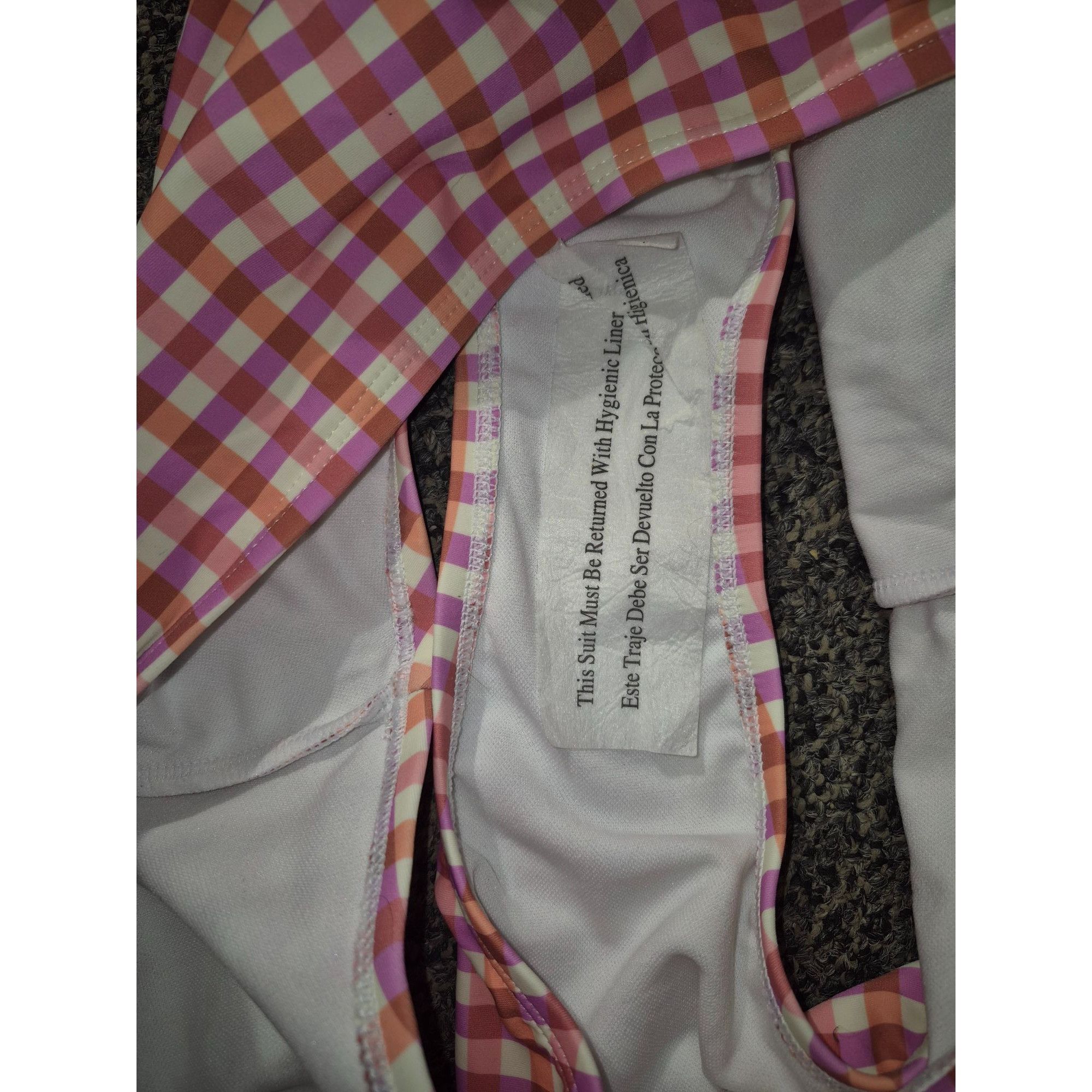 Other Womens High-Waist Pink & Orange Gingham Bikini Bottoms By Ko Size ONE SIZE - 3 Thumbnail