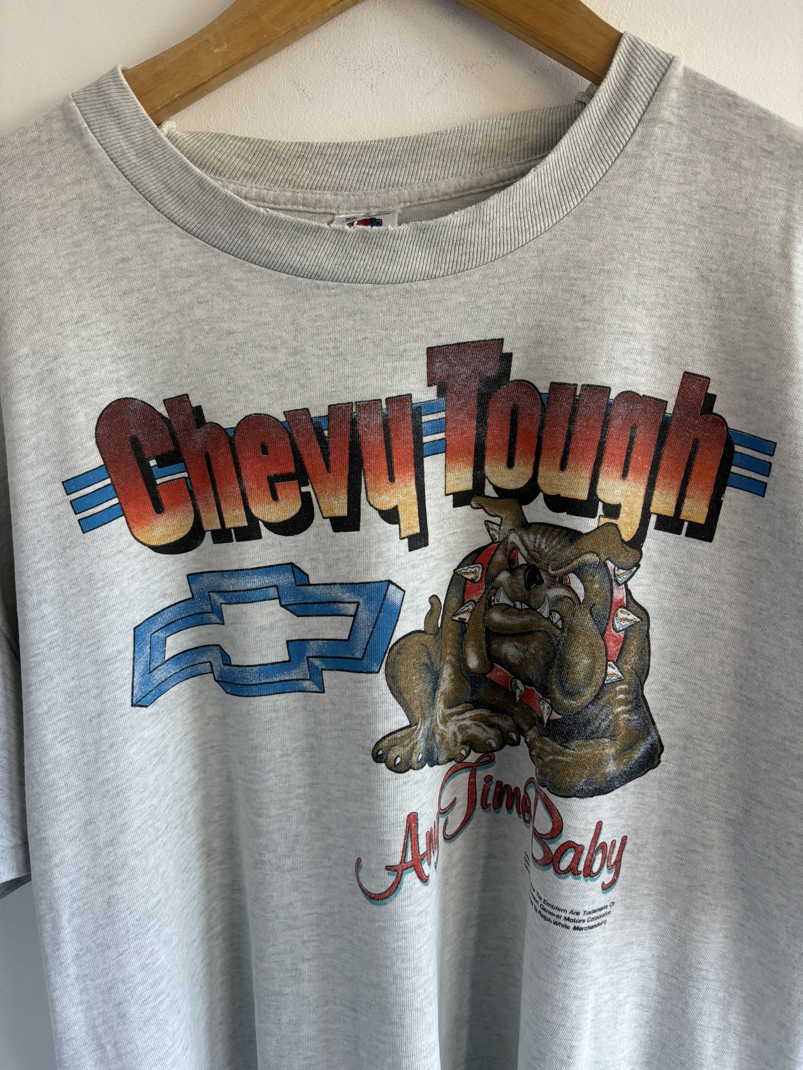 Chevrolet × Fruit Of The Loom × Vintage Vintage 1990 Chevy Tough Bulldog Tee Size US L / EU 52-54 / 3 - 3 Thumbnail